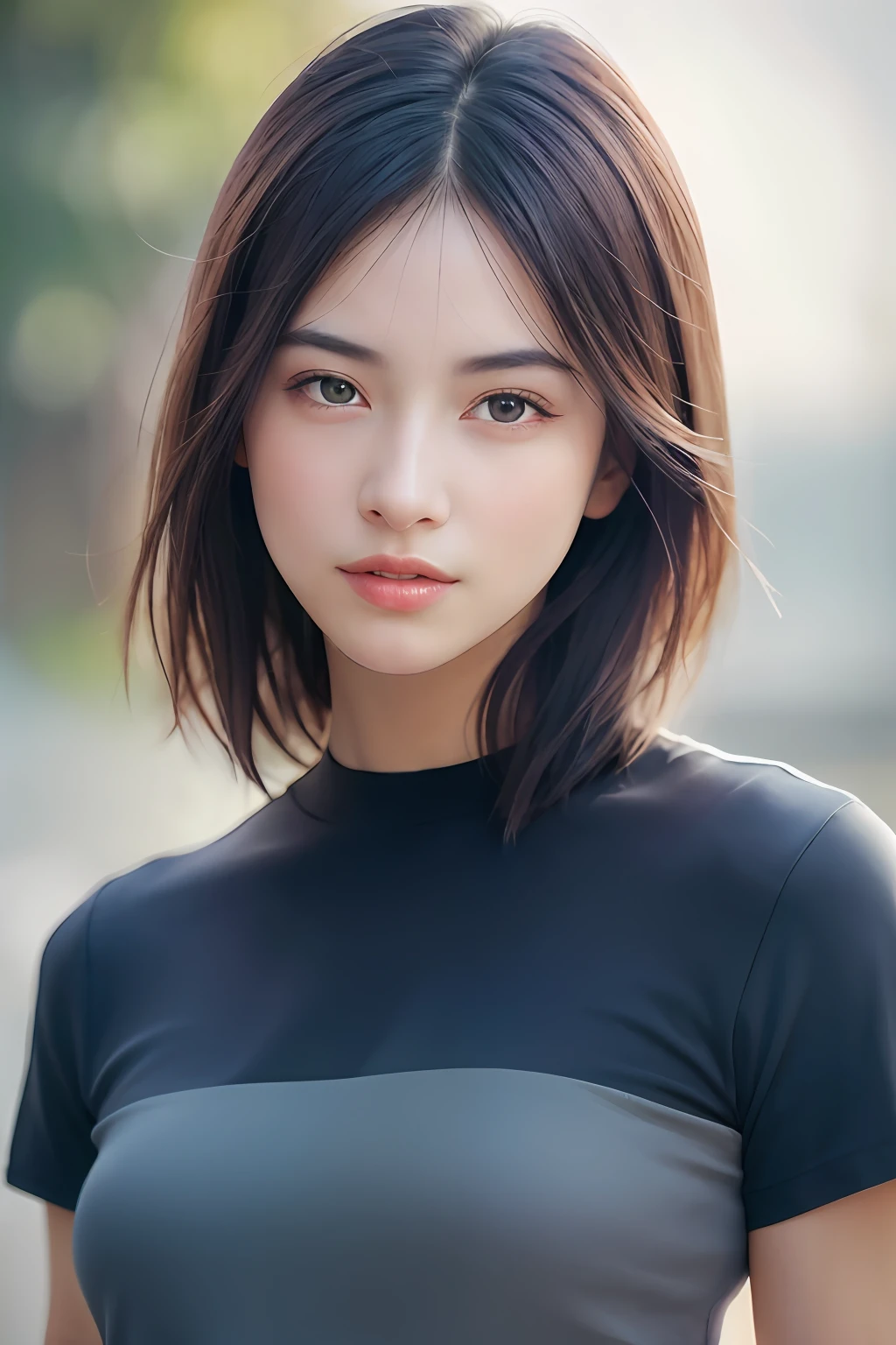 dressed, (photo realistic:1.4), (hyper realistic:1.4), (realistic:1.3),
(smoother lighting:1.05), (increase cinematic lighting quality:0.9), 32K,
1girl,20yo girl, realistic lighting, backlighting, light on face, ray trace, (brightening light:1.2), (Increase quality:1.4),
(best quality real texture skin:1.4), finely detailed eyes, finely detailed face, finely quality eyes,
(tired and sleepy and satisfied:0.0), face closeup, t-shirts,
(Increase body line mood:1.1), (Increase skin texture beauty:1.1)