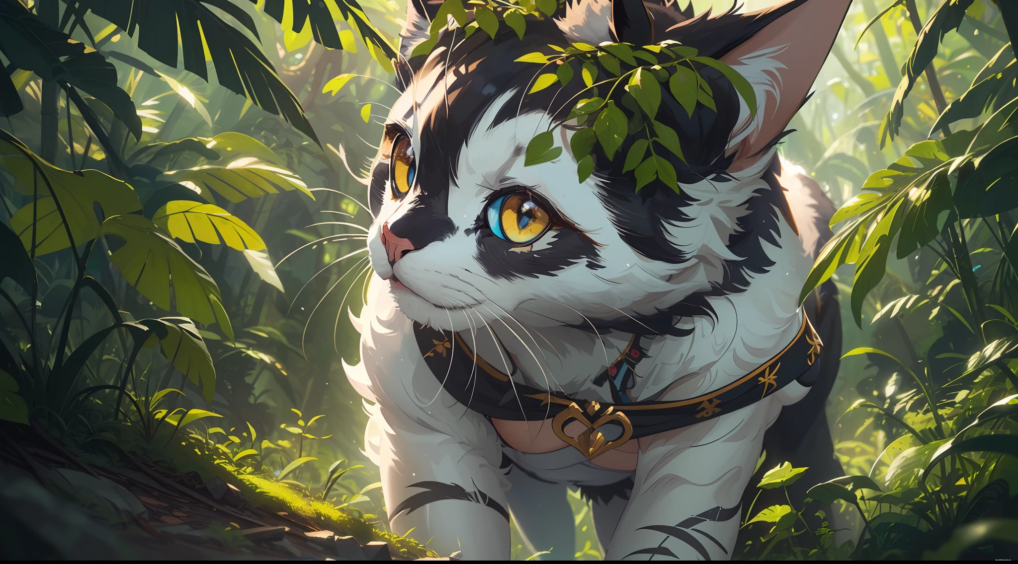 A highly detailed pov illustration of (((female, cat ears, cat tail, young, petite, flat chest, young, lithe, tribal catgirl)), ((flat chest, small breasts, a-cup, ultra petite body)) looking at overgrown ruins, (detailed eyes, ultra detailed eyes), viewed from behind, close-up, blushing heavily, ((detailed cameltoe)) mons visible, inguinal crease, showing off body, ((primitive tribal outfit, exploring, tribal body markings)), (detailed fur texture, detailed fur), detailed background, dense jungle, ruins covered in vines, by sandra chevrier and greg rutkowski and wlop, bright light, digital art, highly detailed, fine detail, intricate, ornate, complex, octane render, unreal engine, photorealistic, 8k, 16k,