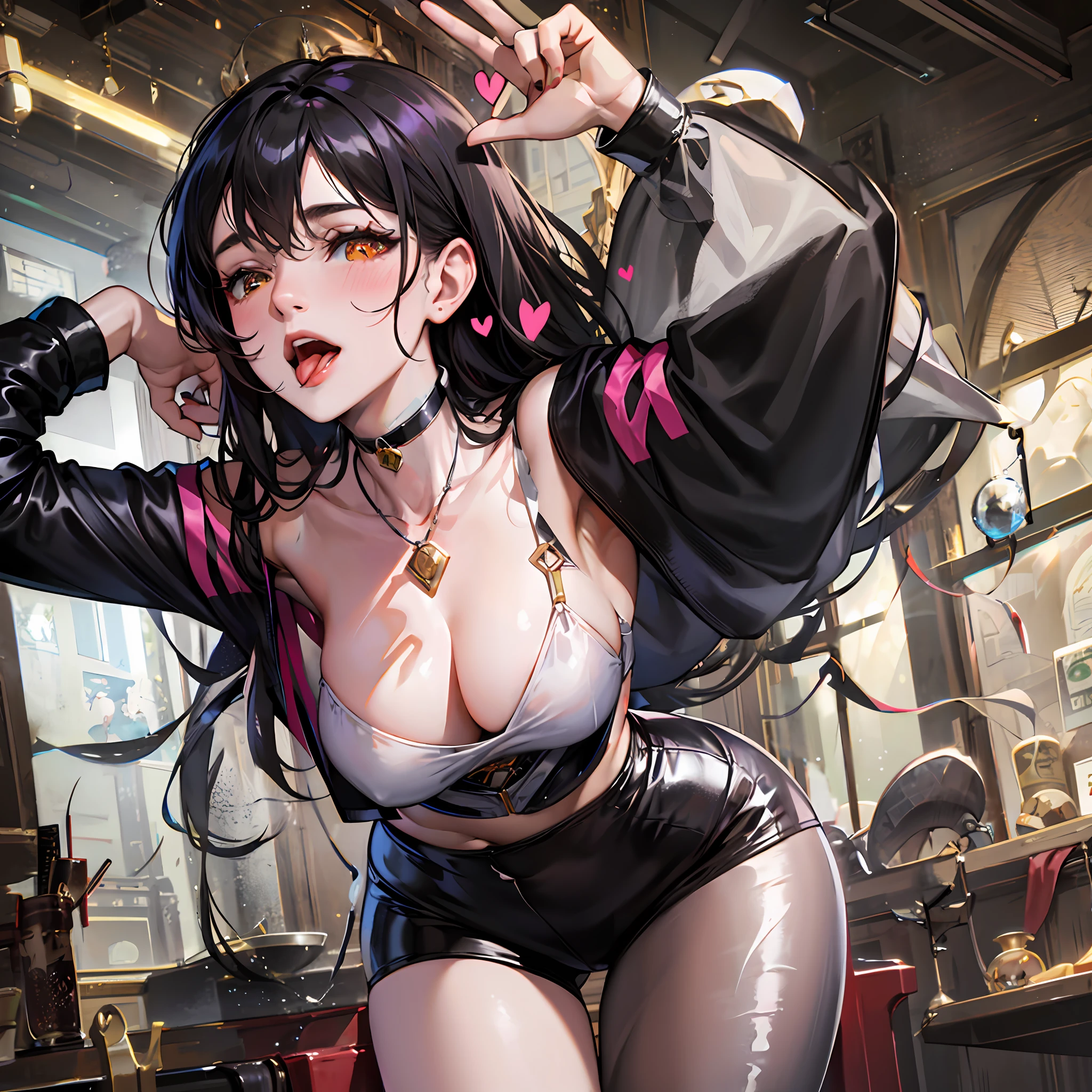 Round breasts,Transparent flesh white silk,choker necklace,Stuck in the flesh