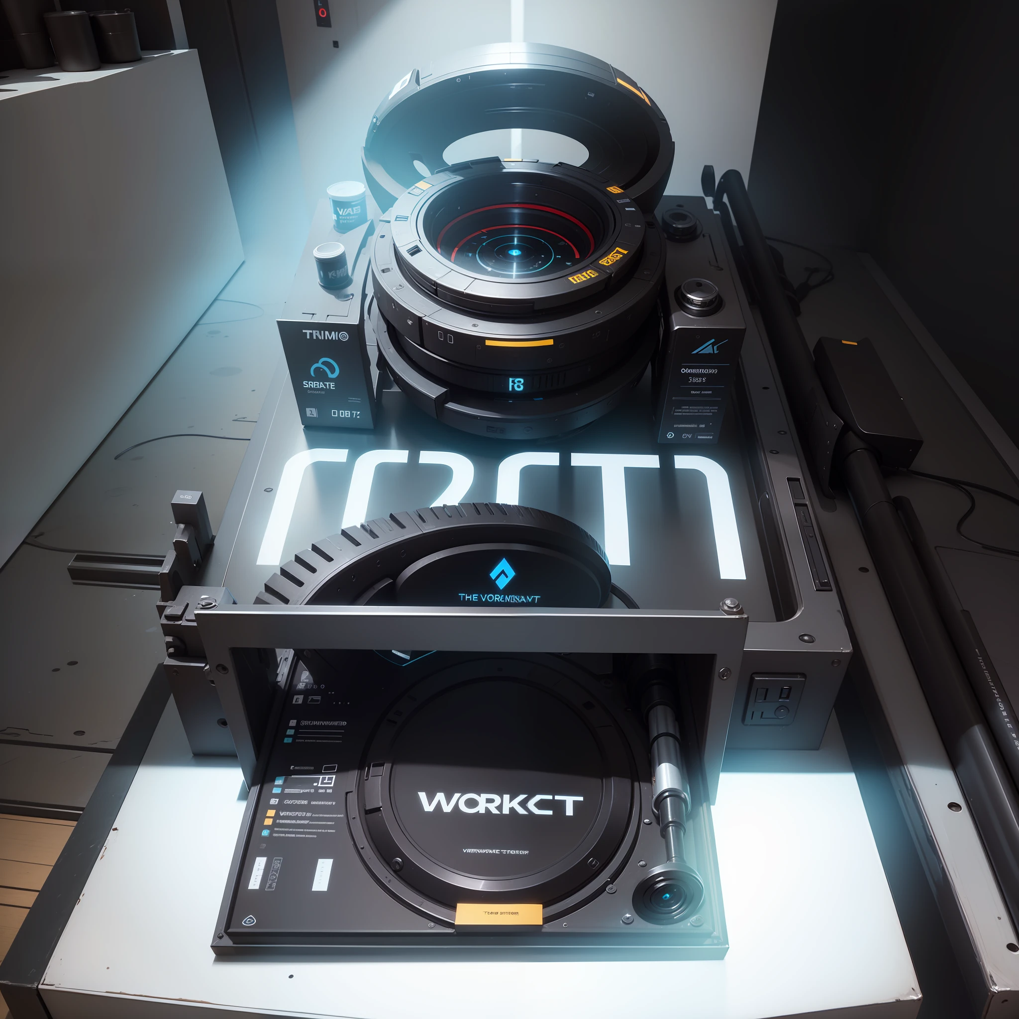 best qualtiy, 8k, tmasterpiece)LOGO,Virtual Workshop(The technical font is displayed in the screen),Reflect the virtual workshop,originality、Technologie,virtual,designs,Workshops,create,virtual reality,innovative,the number,Artistically,logo。 --auto