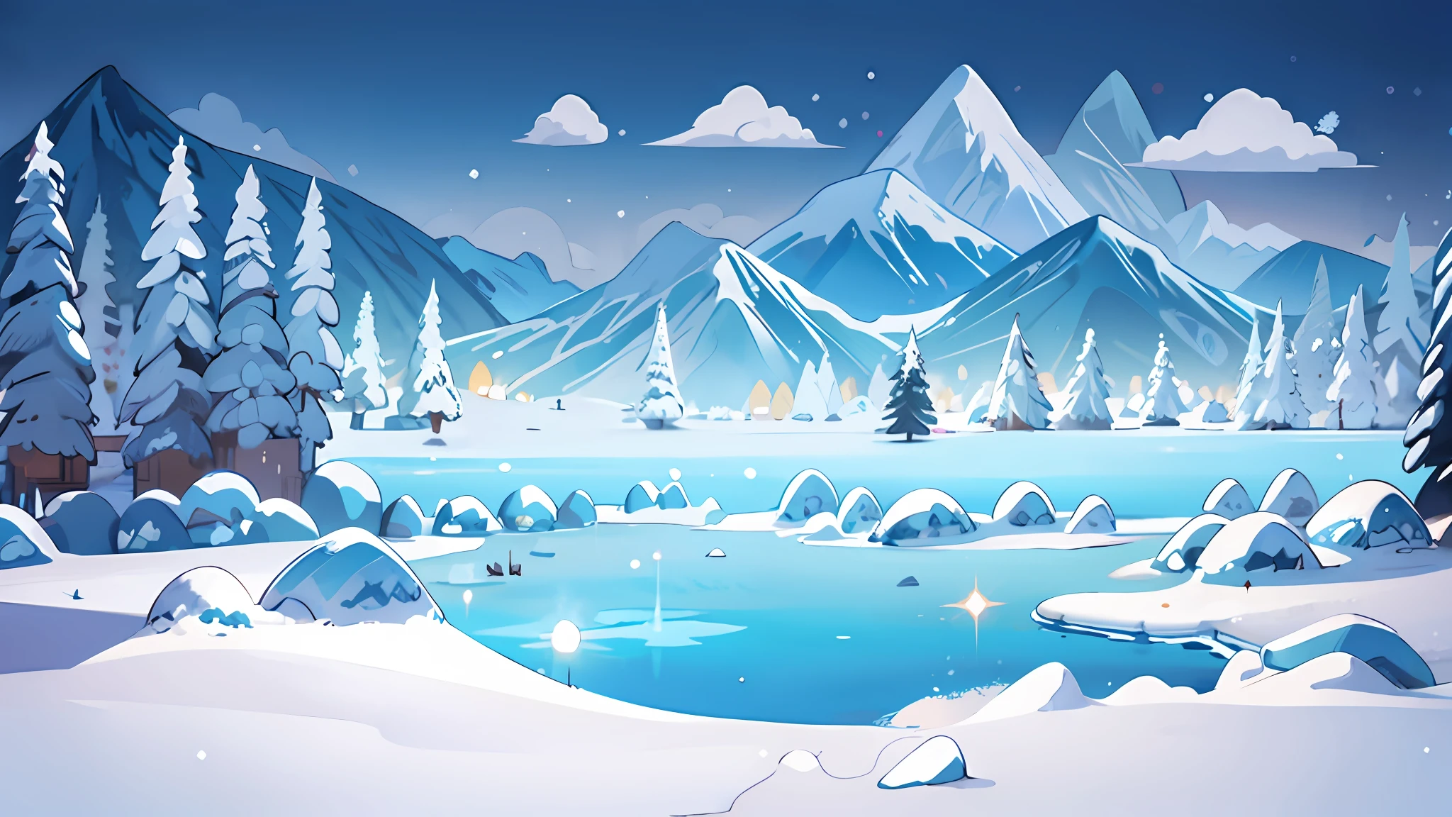 A snow land in cartoon