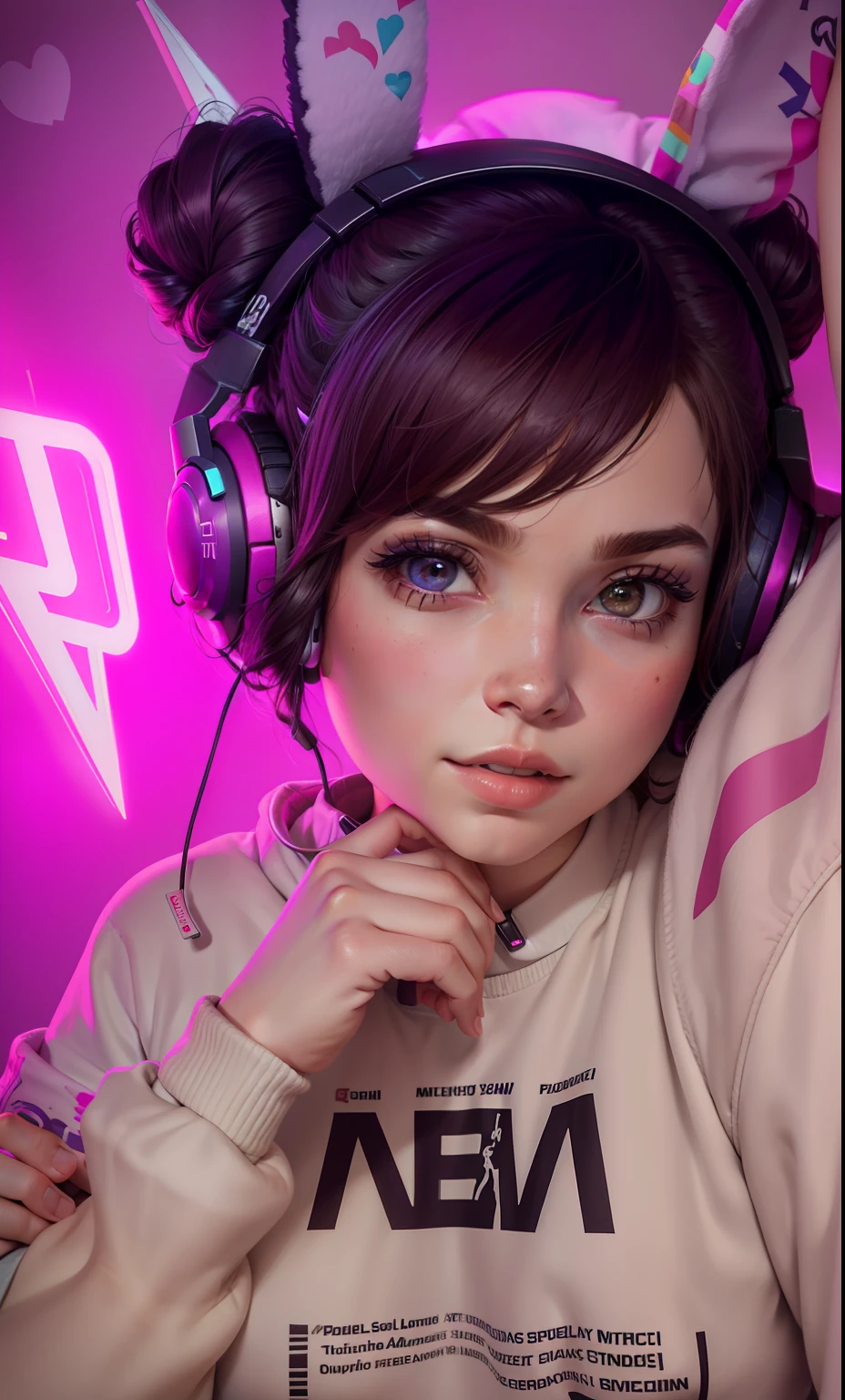 Mulher usando fones de ouvido e um moletom da NASA, linda Delphine, Streamer do Twitch, d. VA de Overwatch, Pokimane, wearing cybernetic bunny ears, Amouranth, E - Menina, e-menina, foto de perfil 1024px, com fones de ouvido, com fones de ouvido, Streamer do Twitch / Jogador Ludwig, mais conhecido como Amouranth --auto