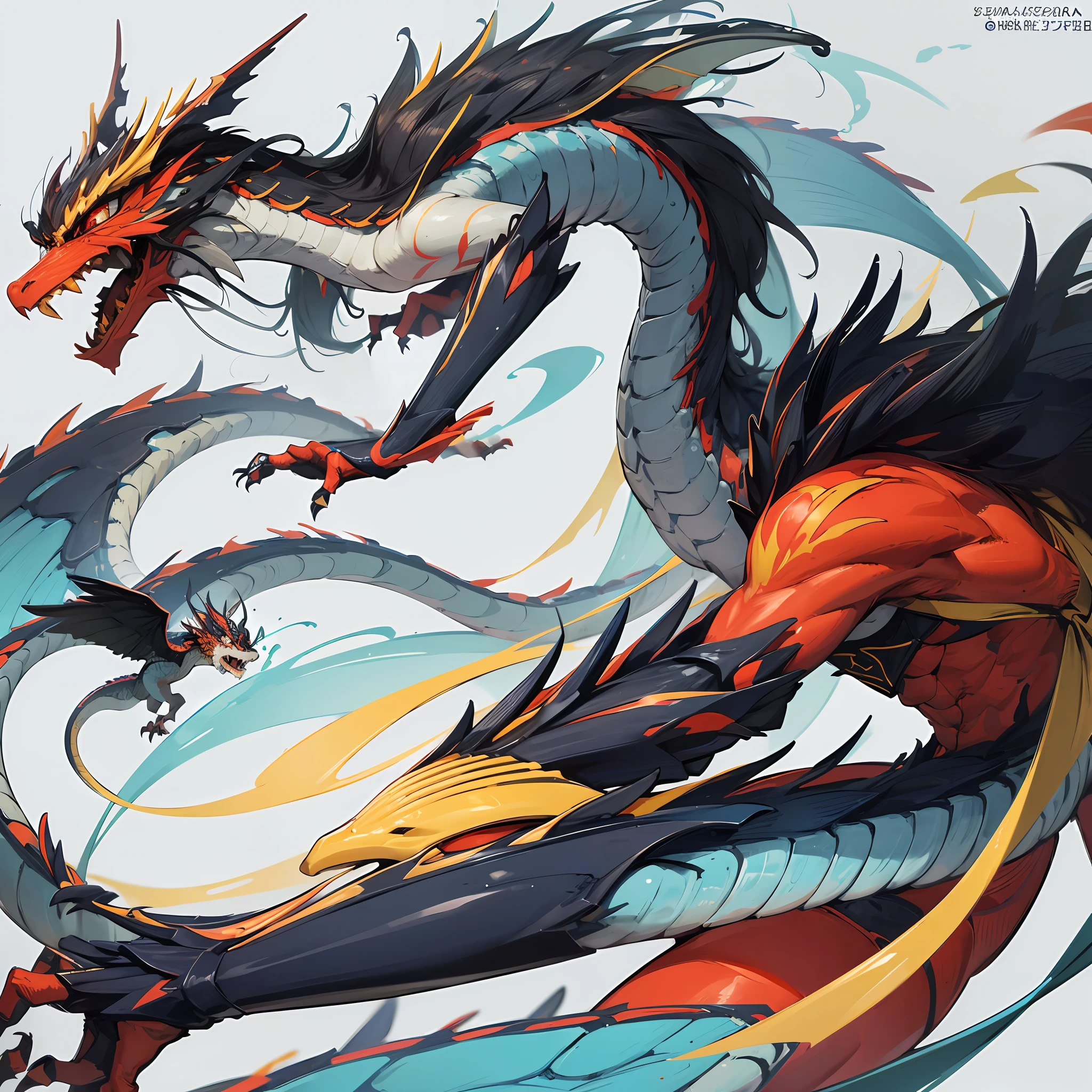 One or two blue business cards of Chinese dragons soaring, The details are domineering, Details are cloudy, splash of color --auto
