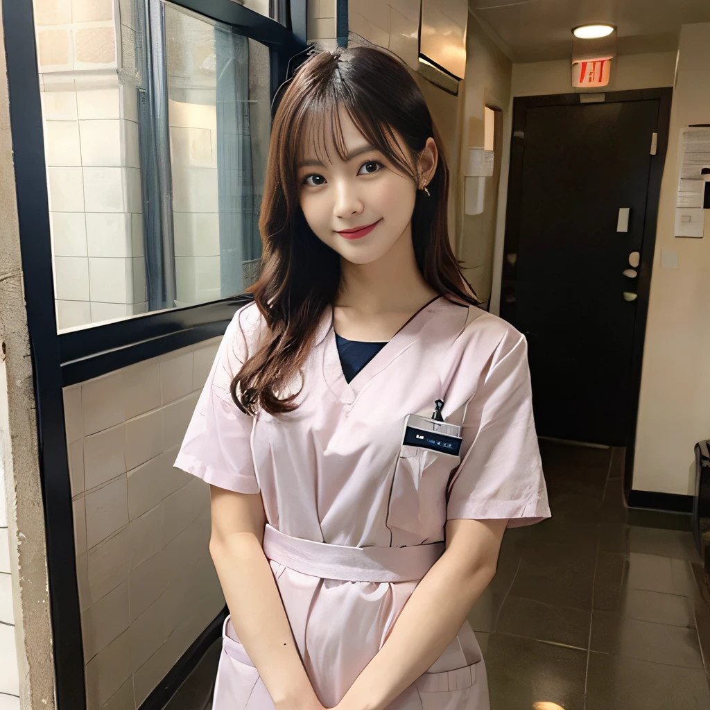 One woman、nurse、Here、fullbody image