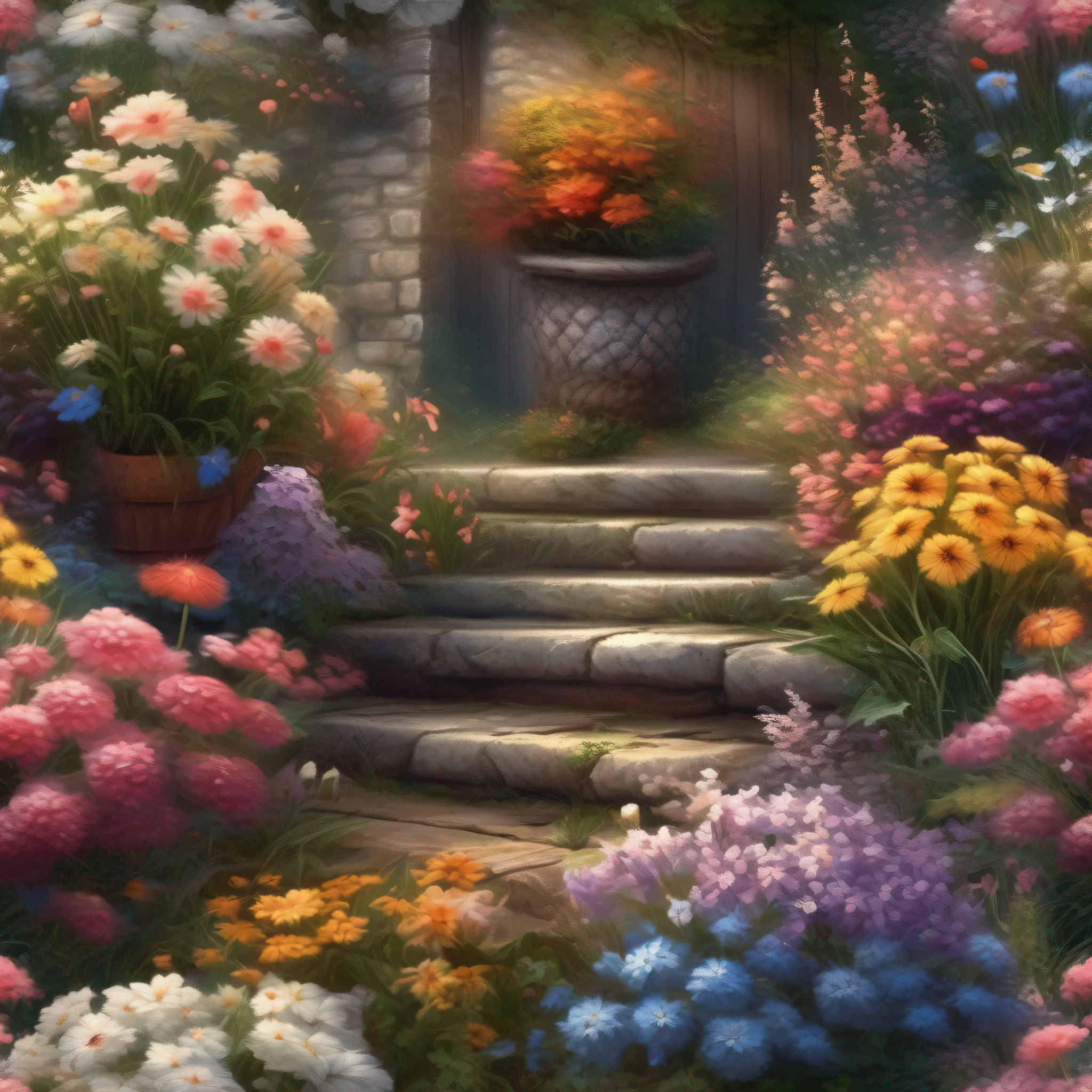 an flowers,Art Ultra HD 4 K, Detailed scenery —width 672, author:Franz Hergi, 8K high quality detailed art, 4k highly detailed digital art, A high resolution, 4 k matte thomas kinkade