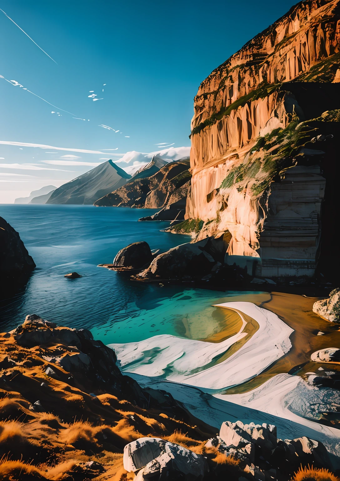 RAW photo of a landscape, small details, photorealistic, ultra-realistic photo, 8k uhd, dslr, soft lighting, high quality, film grain, Fujifilm XT3, (masterpiece)