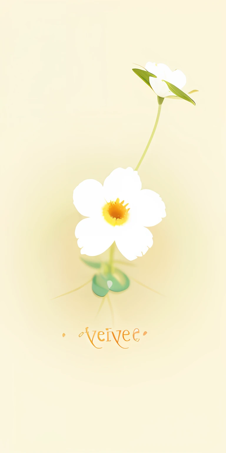 There are two white flowers,Yellow in the center,The stem is green, smile coy, Smile, Small smile, laughing sweetly, soft happy smile, smiling expression, Smile face, flor branca, Kind smile, smiling coy, Middle metaverse, on simple background, Smiling confidently, smiling warmly, Cute smile, Happy smile, Smiling, full device