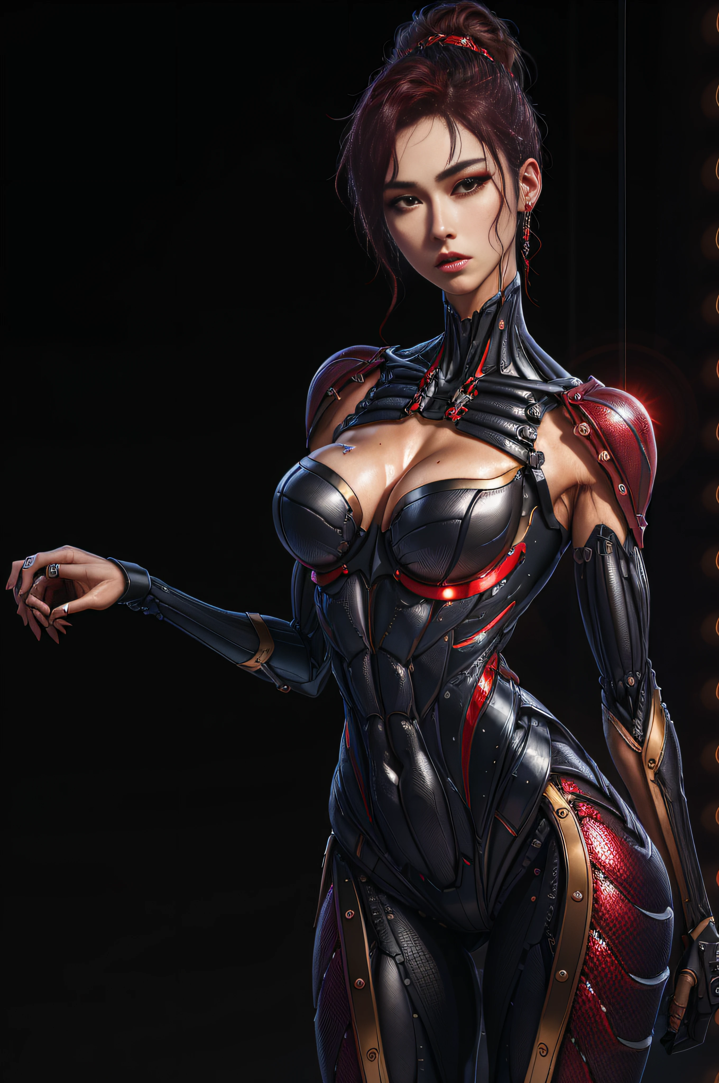 Ace, 4k, High Resolution, Masterpiece, Best Quality, Head: 1.3, (Korean K-pop Idol), Fine Skin, Sharp Focus, (Cinema Lighting), Clavicle, Morning, Soft Light, Dynamic Angle, [: (detailed face:1.2):0.2], armpit wrinkles, thigh gap, red dress, slim, mid-chest, cleavage, full body,