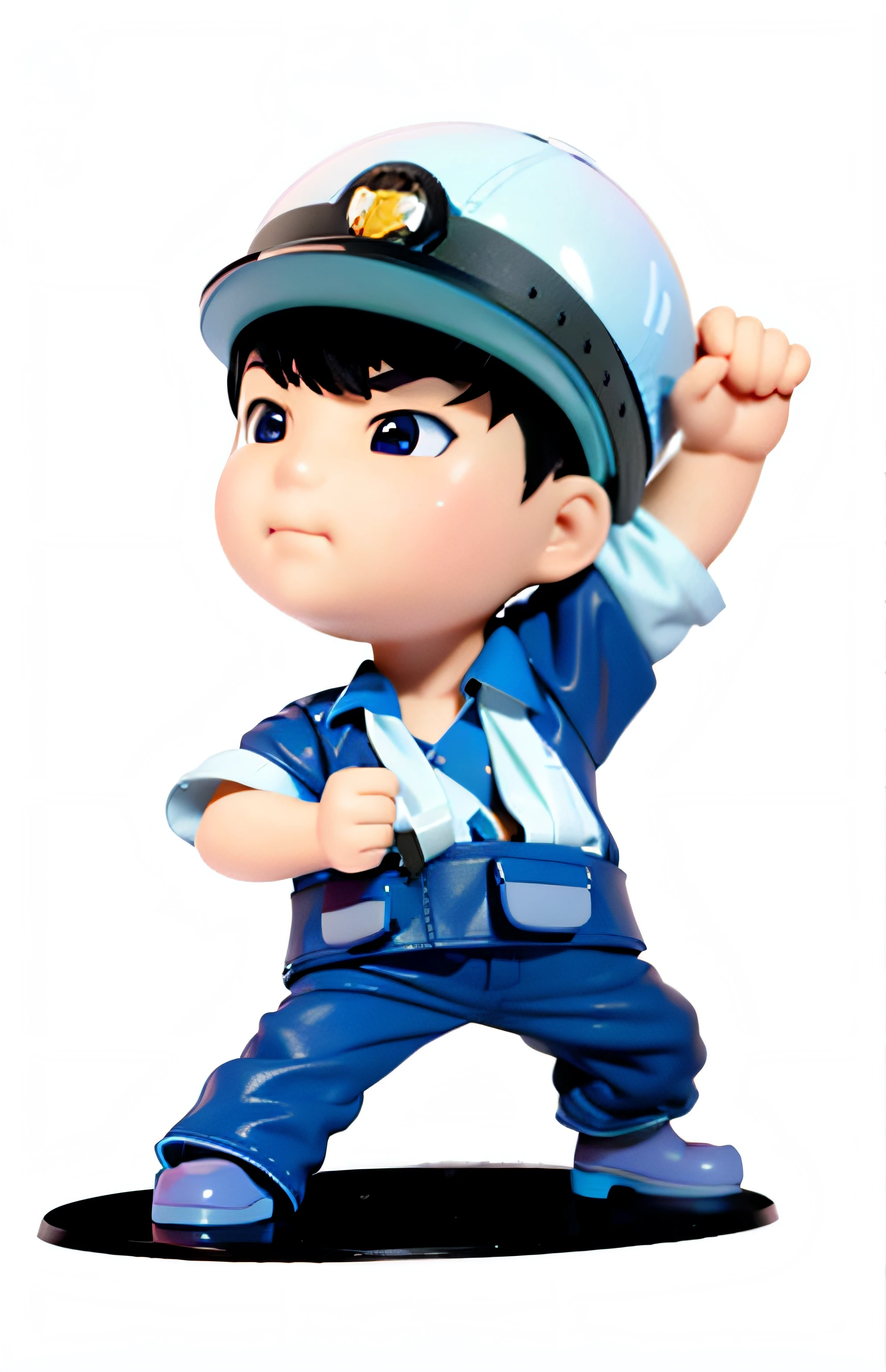 Top side light,A toy for a boy in a blue worker's uniform,Close-up of people, q posket, tchibi, hyung-tae kim, hyung - tae kim, ji-min, kenny wong x pop mart, hyung tae kim, hyung tae, style as nendoroid, Kim Tae-joon, hong soonsang, Nendoroid 3D, next gen, Shin Jinying
