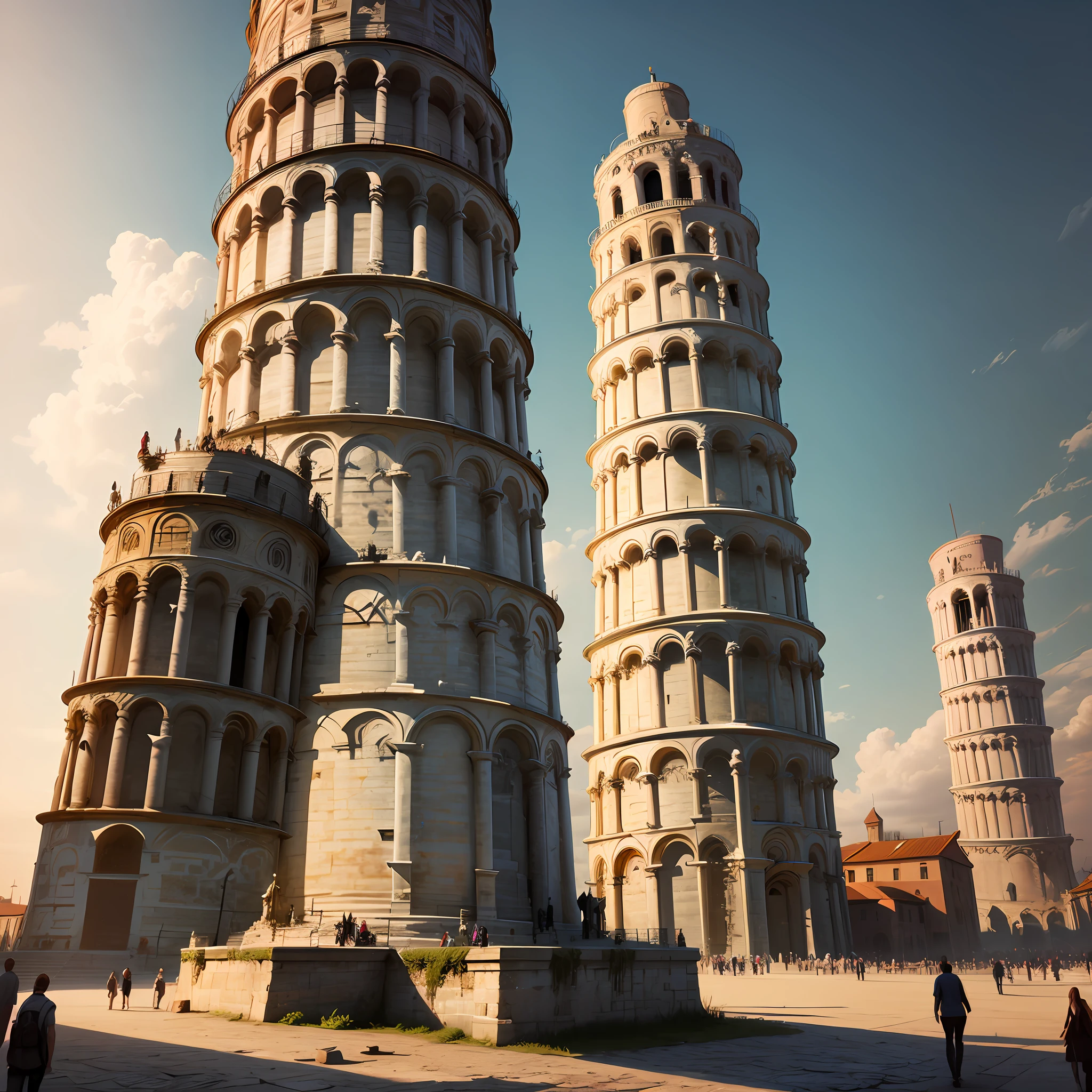 Leaning tower of Pisa, concept art, 4k