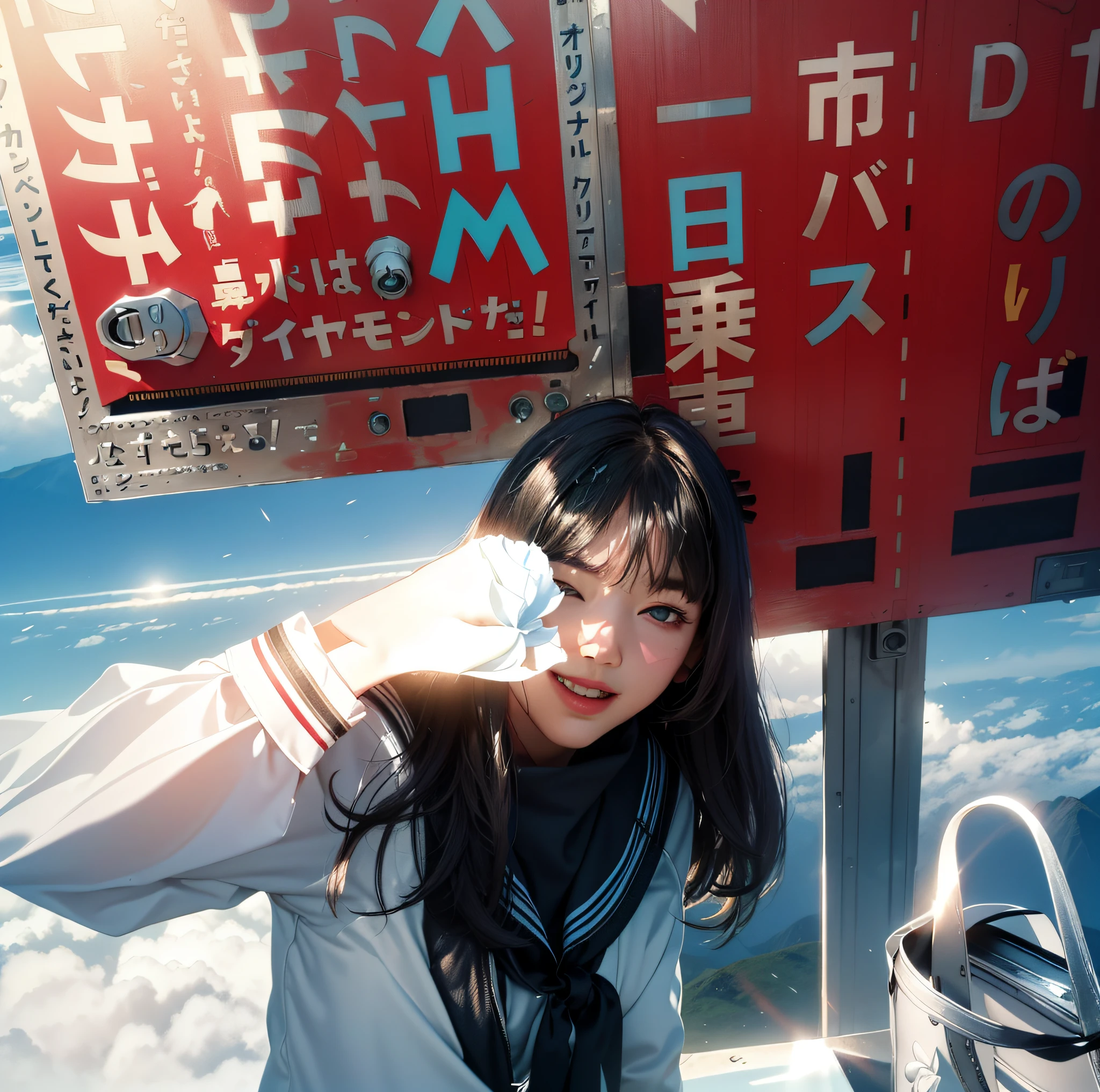 1girl, dynamic angle, cloud and mountain, (flower field:1.4) in the foreground, white dress, light tracing, (floating colorful wind:1)
(photorealistic:1.4), official art, unity 8k wallpaper, ultra detailed, beautiful and aesthetic, masterpiece,best quality, glowing skin, cinematic lighting, light smile