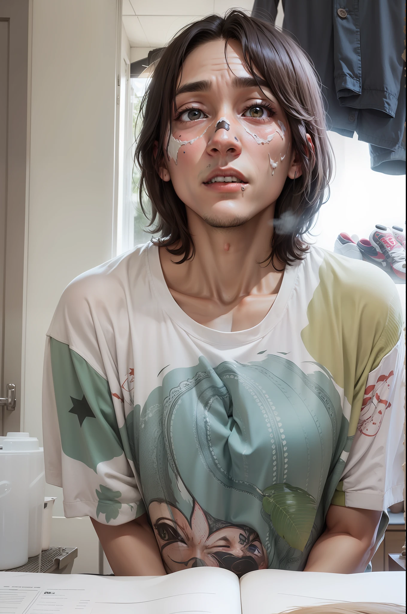 Face preservation,Face optimization,Naked scratching his head,Hungry and thirsty clothes are revealing
