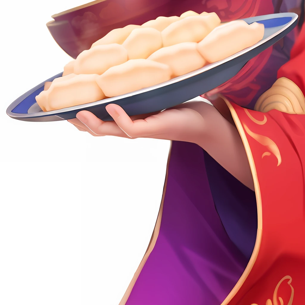 Carrying a plate of dumplings