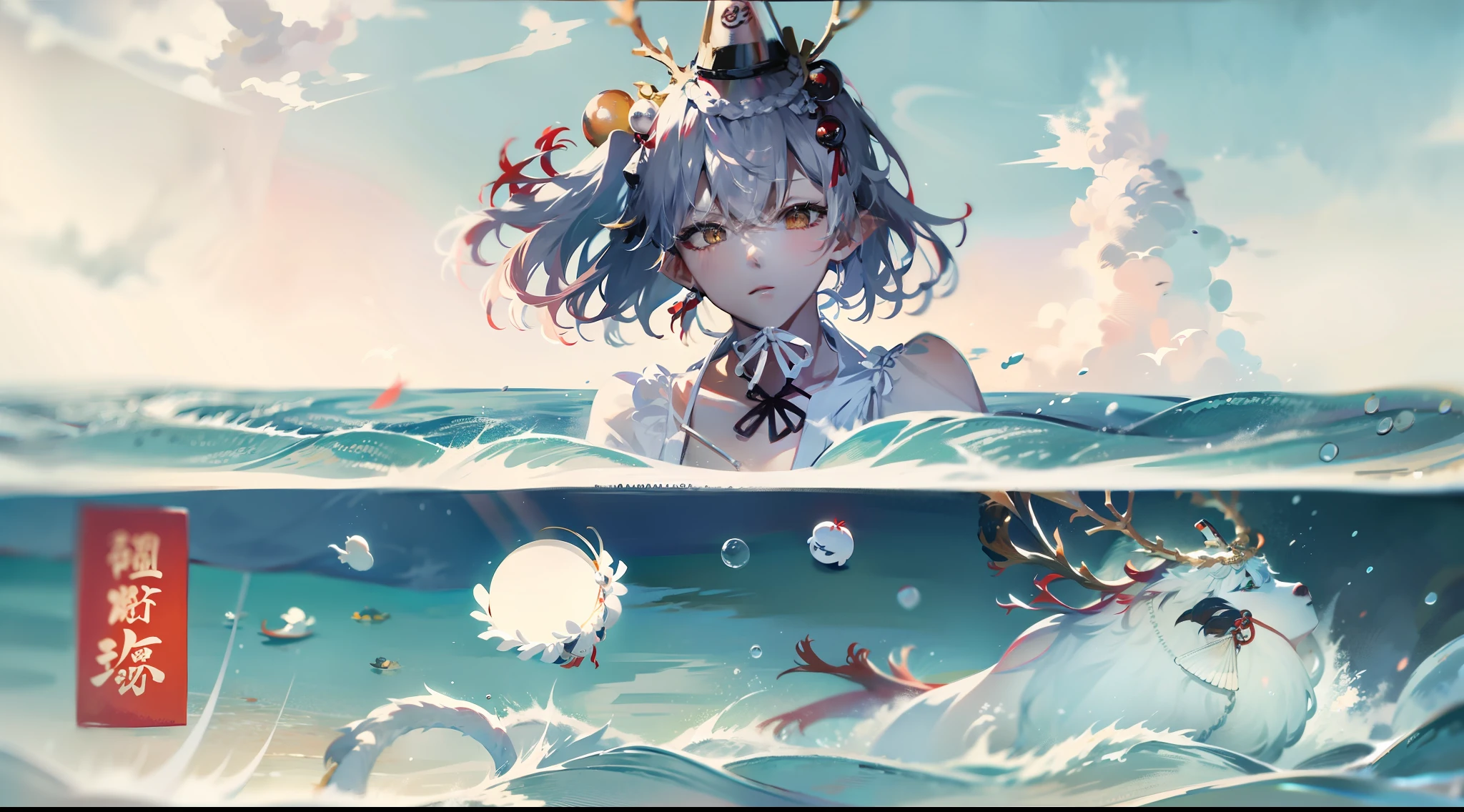 Suzuka Gozen stands in the sea，Indifferent eyes