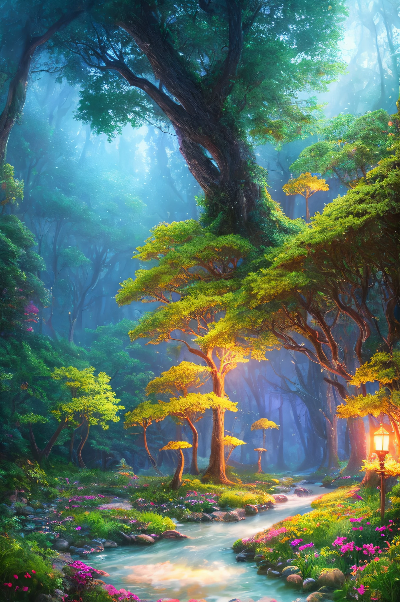 masterpiece, best quality, high quality,extremely detailed CG unity 8k wallpaper, An enchanting and dreamy scene of a fantasy forest, with towering trees, glowing mushrooms, and hidden fairy glens, creating a sense of mystique and enchantment, artstation, digital illustration, intricate, trending, pastel colors, oil paiting, award winning photography, Bokeh, Depth of Field, HDR, bloom, Chromatic Aberration ,Photorealistic,extremely detailed, trending on artstation, trending on CGsociety, Intricate, High Detail, dramatic, art by midjourney