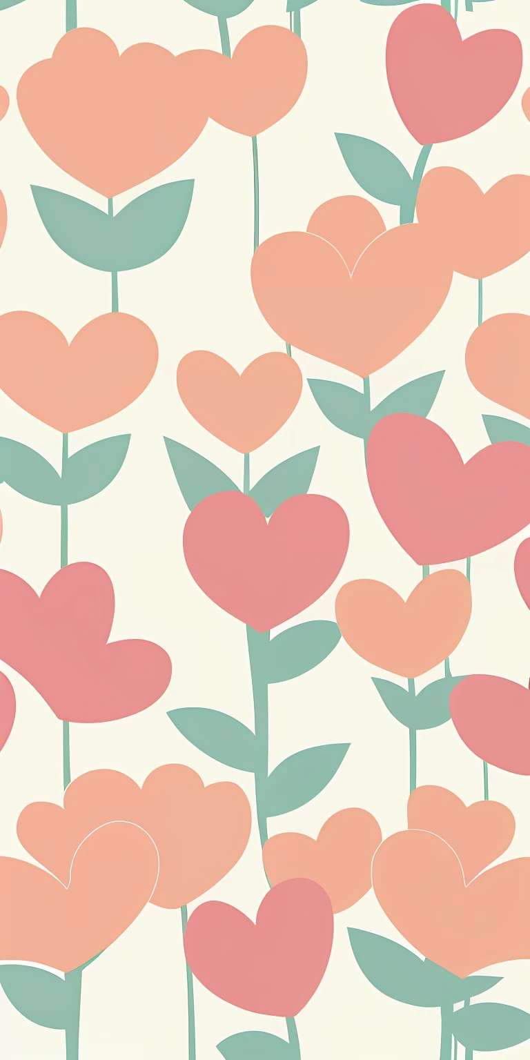 There are pictures of a bunch of hearts, the wallpaper!, Wallpaper phone, Garden floral pattern, iphone wallpaper, phone background, Pinterest wallpaper, tulip, Garden background, iPhone background, pink hearts in the background, Flower garden, sonoko, flowers garden, wallpaper - 1 0 2 4, wallpaper mobile, tulips, author：Yuko Tatoshima, red peach