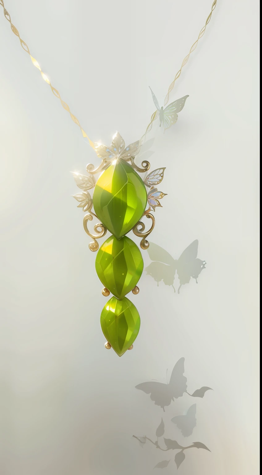 Vine Grape Leaf Classic,Set with diamonds, Butterflies fly --auto