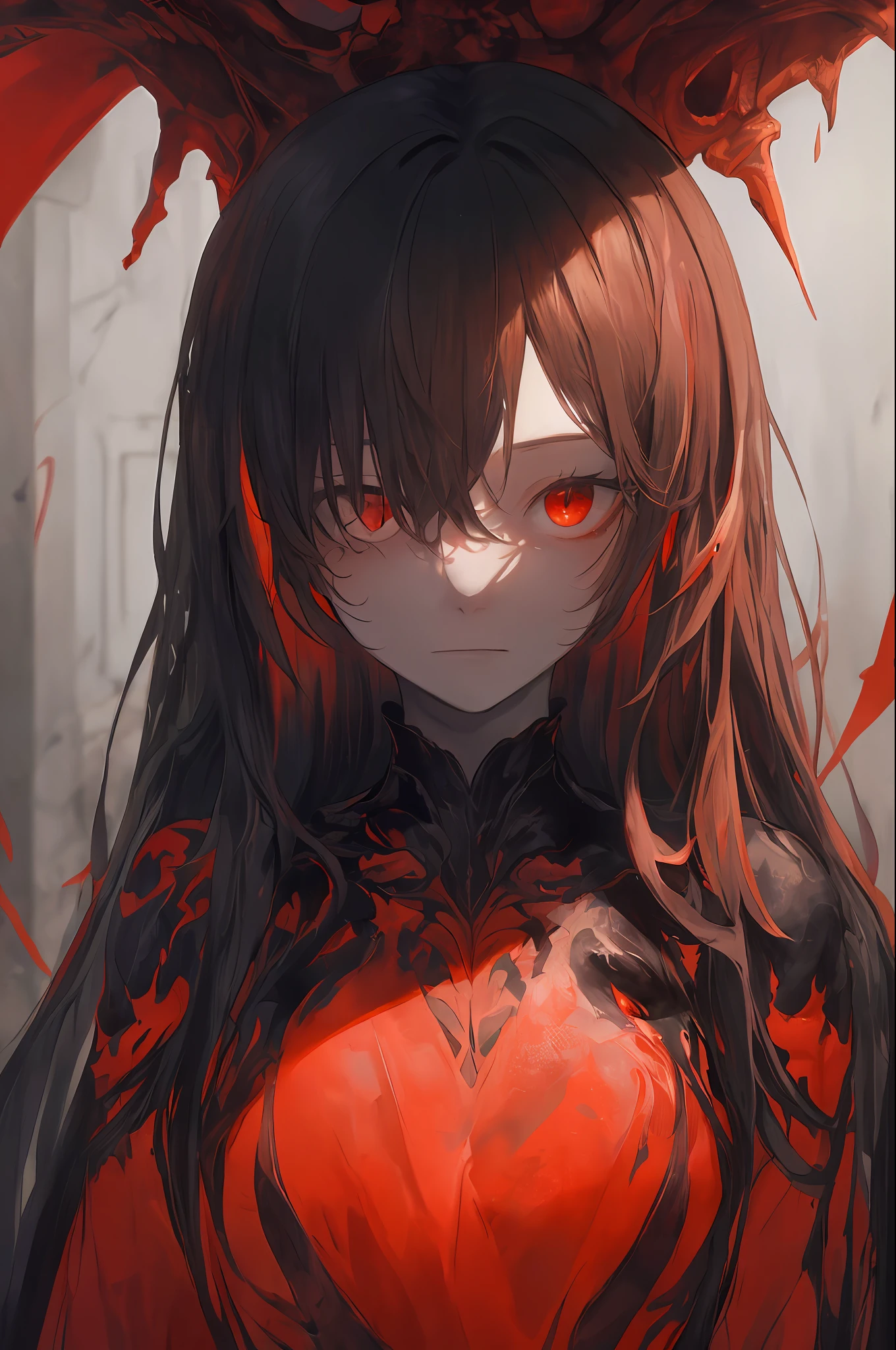 masterpiece, best quality, high quality,(a dark shapeless creature with a dark red glow and red eyes and surrounded by darkness:1.2), (darkness:1.2), abstraction, abyssopelagic, award winning photography, Depth of Field, HDR, extremely detailed, trending on artstation, trending on CGsociety, Intricate, High Detail,