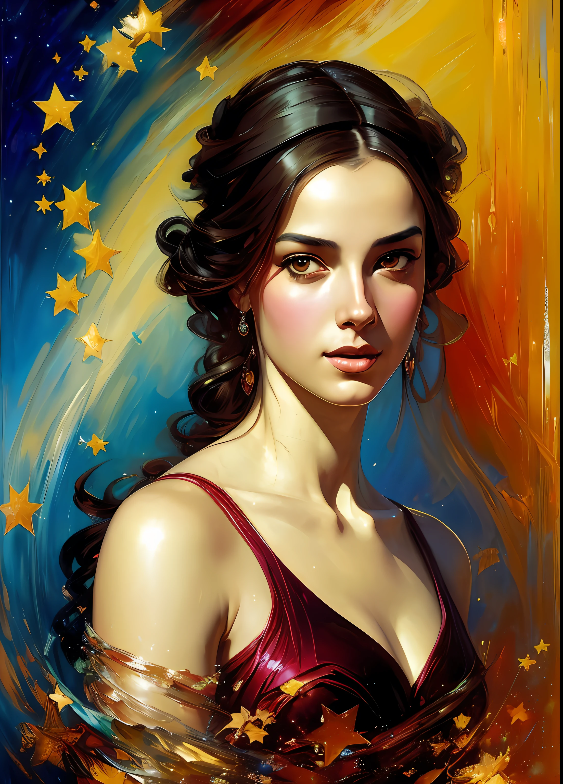 masterpiece, best quality, greek godess bathing in a lake below a night sky full of stars, appearing from colorful liquid oil paint, swirling paint, cinematic lighting, by karol bak, full body posing, angelababy, ((painting, canvas, fine art)), detailed, (fantasy art), cool, ((digital art)), (digital illustration), 4k, trending on artstation, trending on cgsociety, cinematic, agfacolor, low coloration, Norman Rockwell, Franz Xaver Winterhalter, Jeremy Mann, Artgerm, Ilya Kuvshinov, Anges Cecile, Michael Garmash