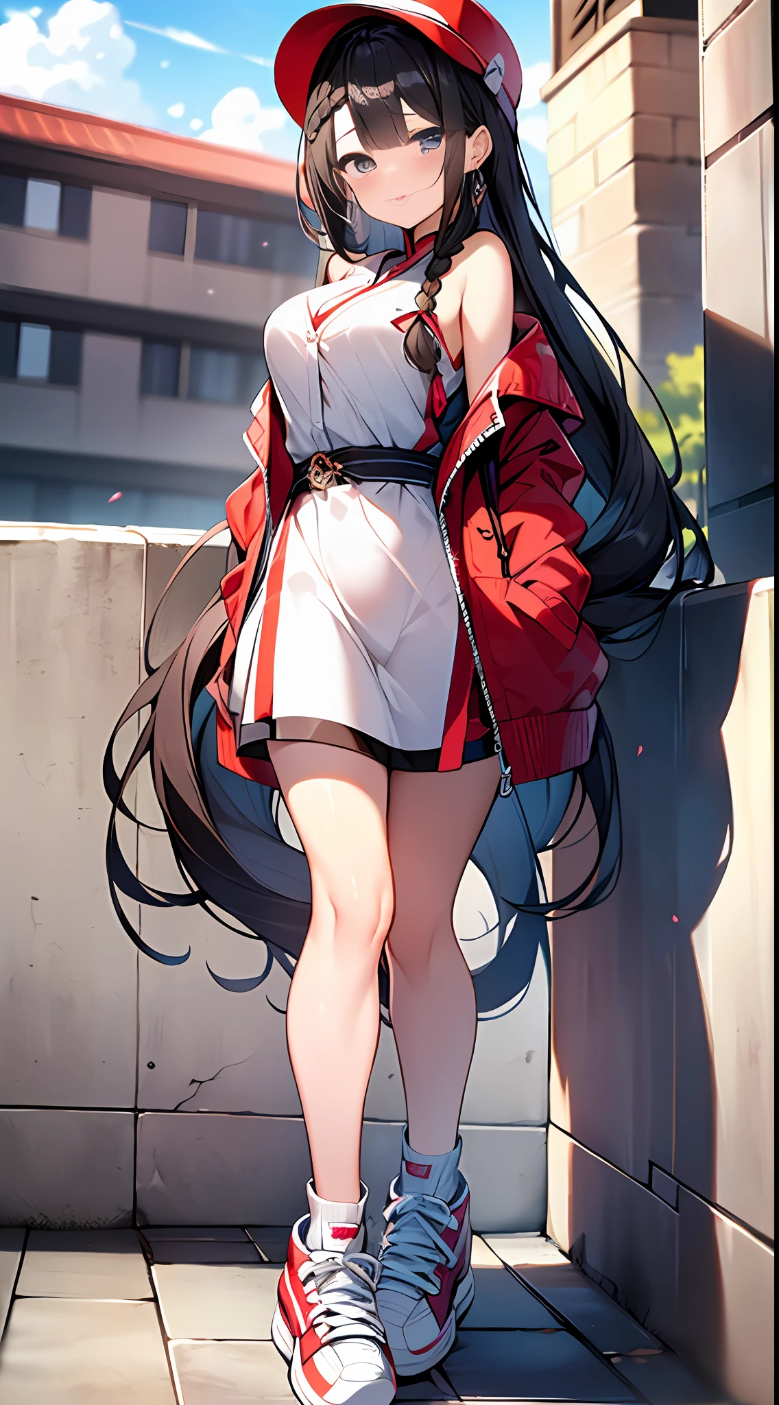 (Incredibly ridiculous absolute resolution:1.5)、top-quality、masuter piece、超A high resolution、(Chinese Red Cardigan、High-tech sneakers) BREAK Shoujo Manga Style、(Curvaceous loli)、(((The length of hair to the shoulders)))、(((short braiding)))、Angle from which you can see the whole body、Entangle、Beautiful and bewitching:1.5、High quality:1.3