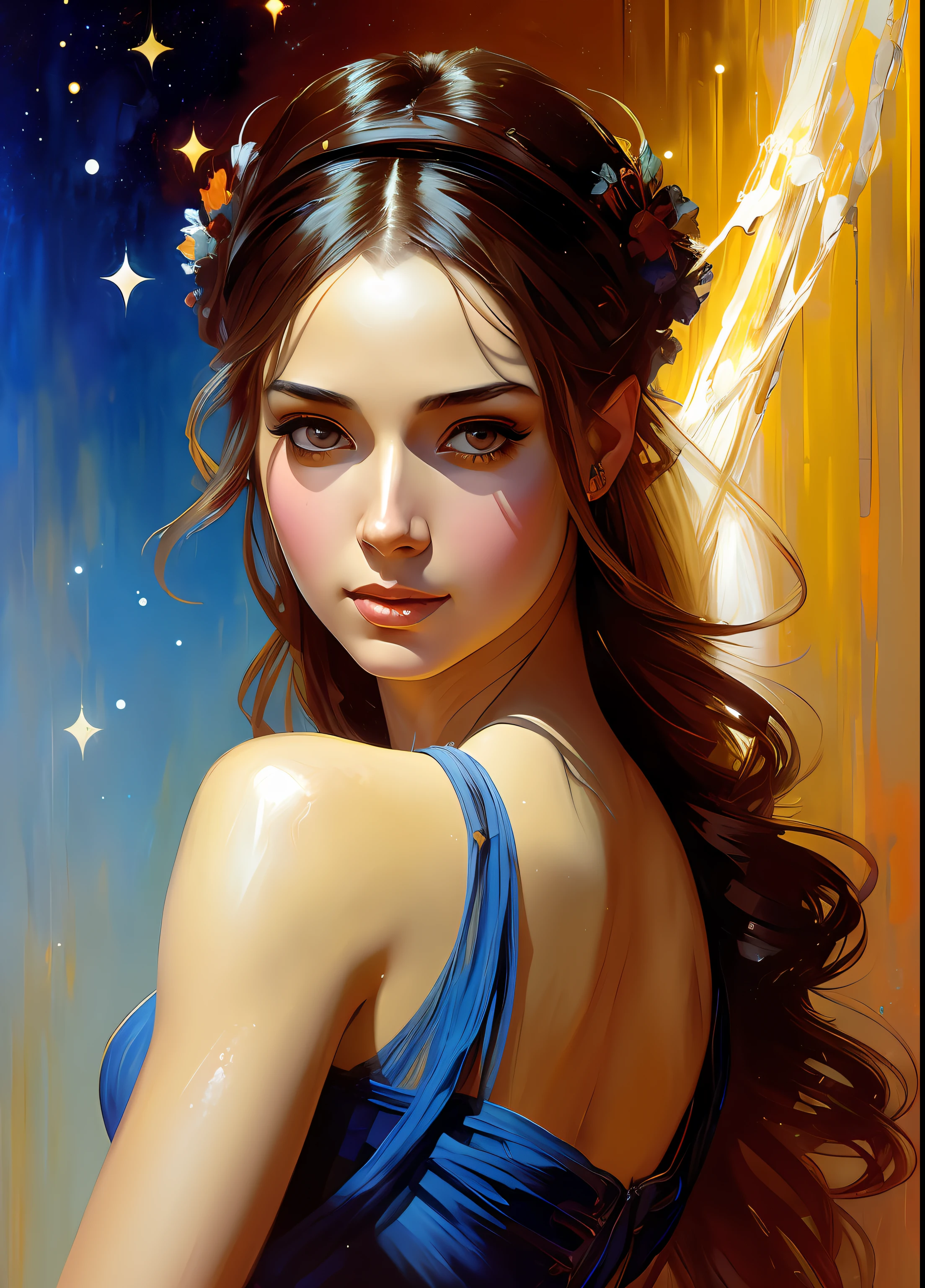 masterpiece, best quality, greek godess bathing in a lake below a night sky full of stars, appearing from colorful liquid oil paint, swirling paint, cinematic lighting, by karol bak, full body posing, angelababy, ((painting, canvas, fine art)), detailed, (fantasy art), cool, ((digital art)), (digital illustration), 4k, trending on artstation, trending on cgsociety, cinematic, agfacolor, low coloration, Norman Rockwell, Franz Xaver Winterhalter, Jeremy Mann, Artgerm, Ilya Kuvshinov, Anges Cecile, Michael Garmash