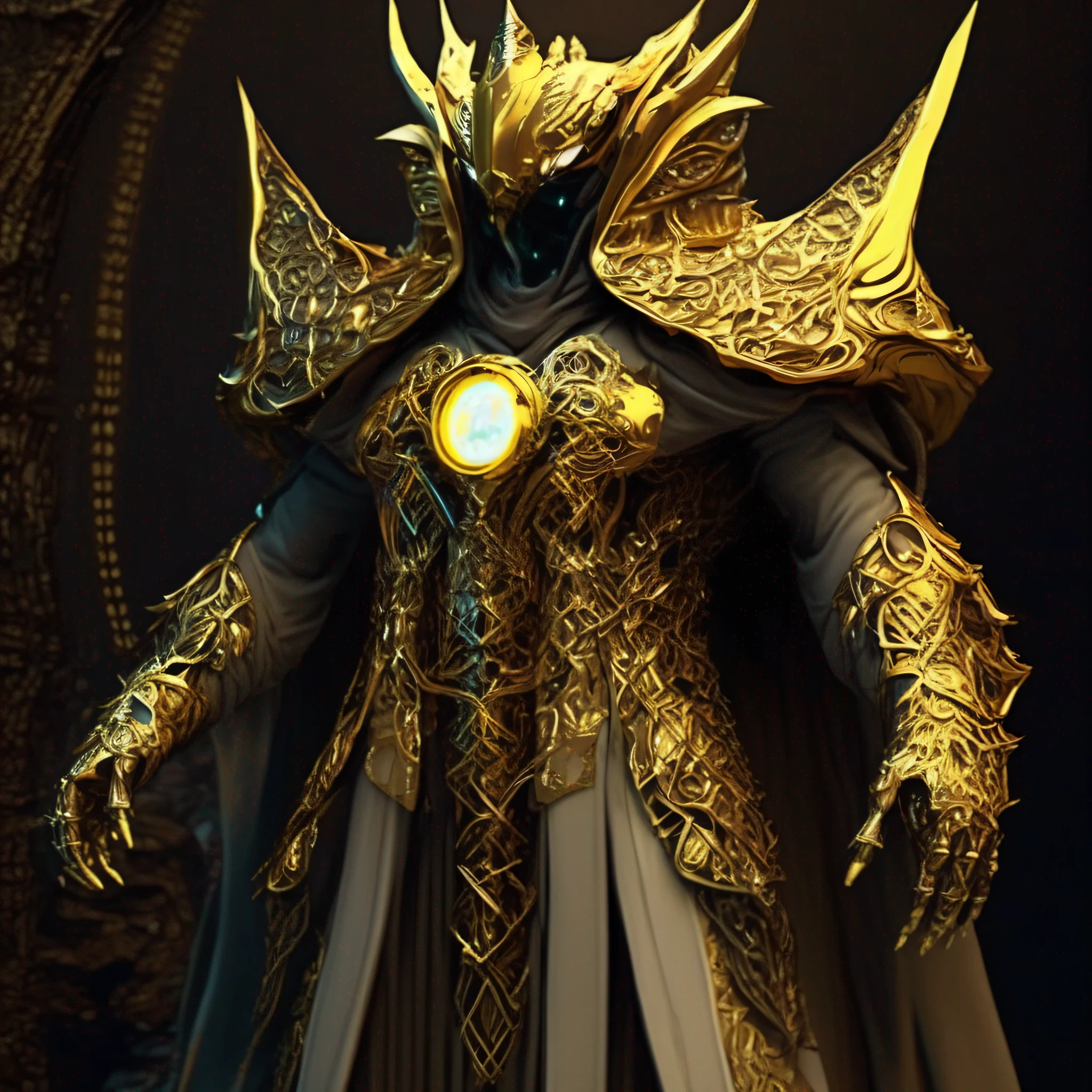 ((raw photo)), ((masterpiece)), anthropomorphic humanoid NagaSerpentGod wearing cloak, long sleeves, golden crest, intricate detail, futobot, intricate Greebles parts, dramatic lighting, rim lighting,