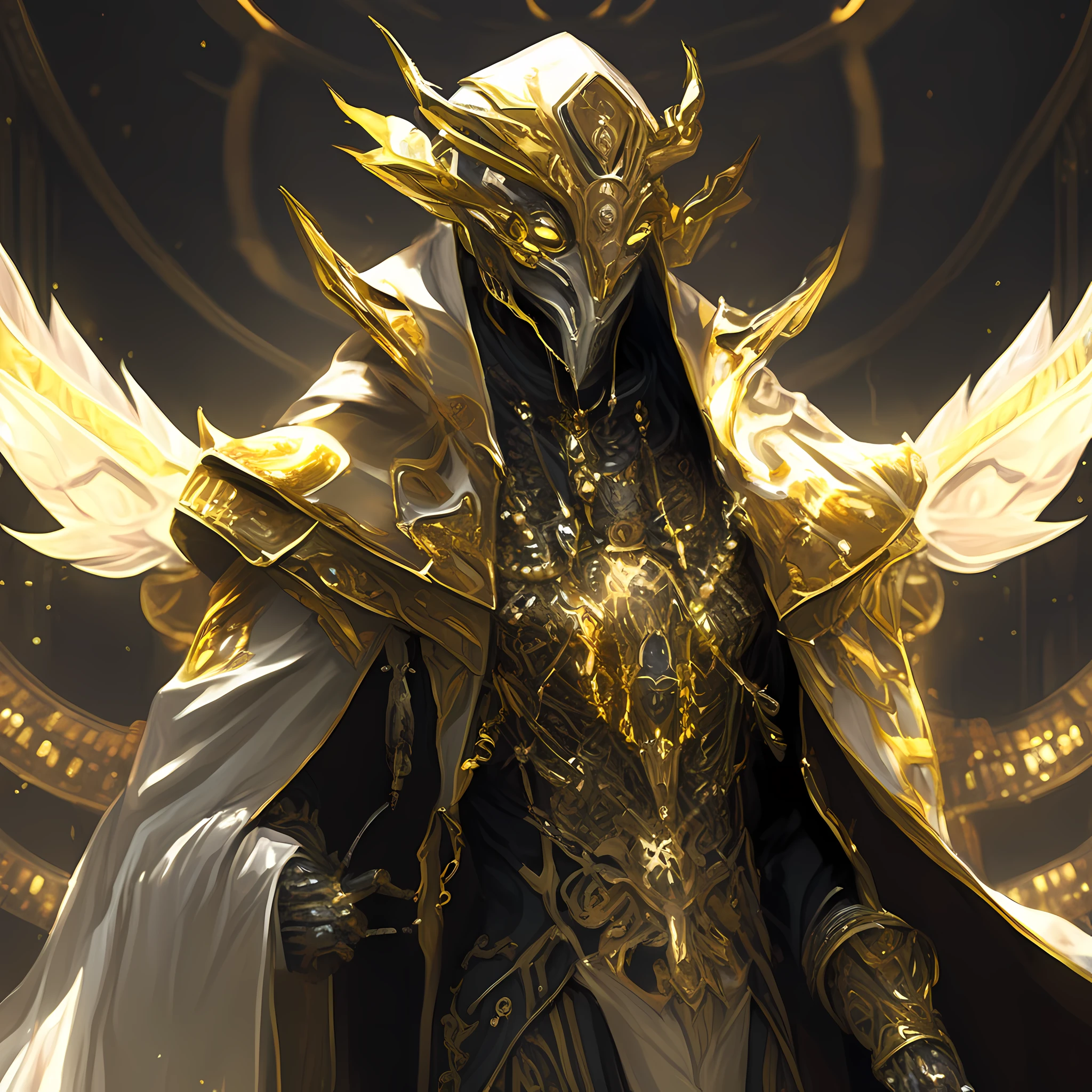 ((raw photo)), ((masterpiece)), anthropomorphic humanoid NagaSerpentGod wearing cloak, long sleeves, golden crest, intricate detail, futobot, intricate Greebles parts, dramatic lighting, rim lighting,