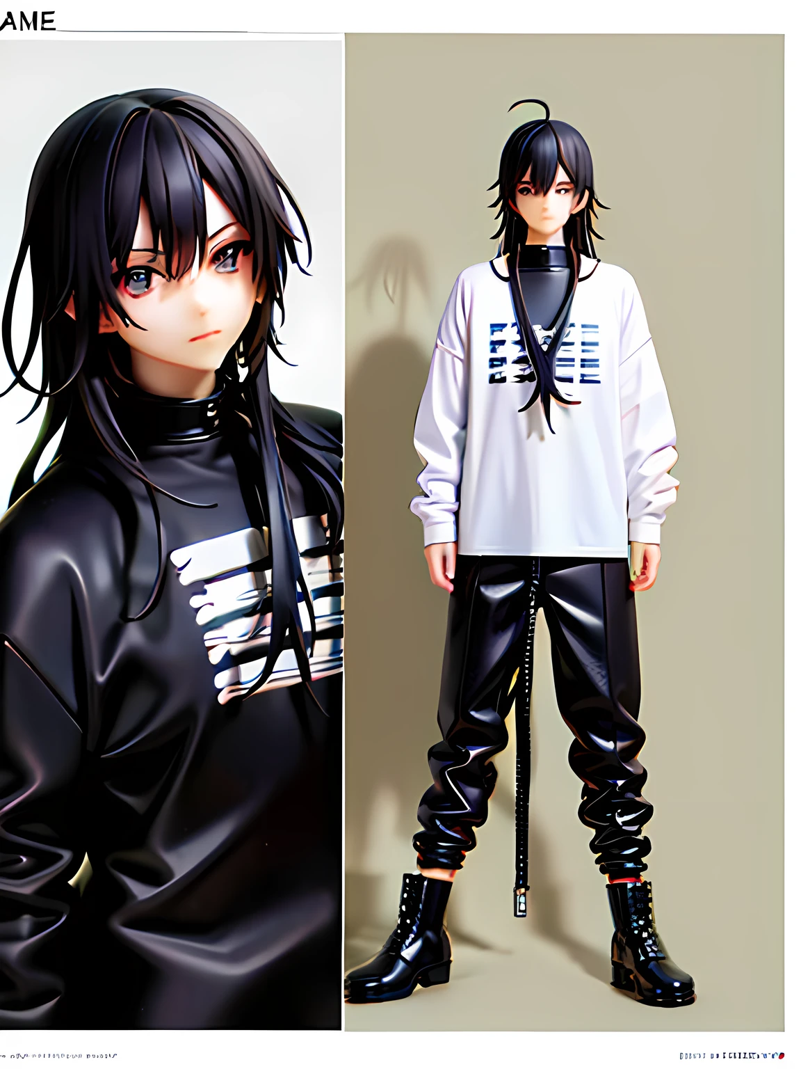 Reference list of anime emo boy , Emo subculture, Nineties, Oversized clothing, hairlong , Charismatic emo guy, Reference letter, Concept art, Checkered emo clothing, Oversized clothing, anime guy
