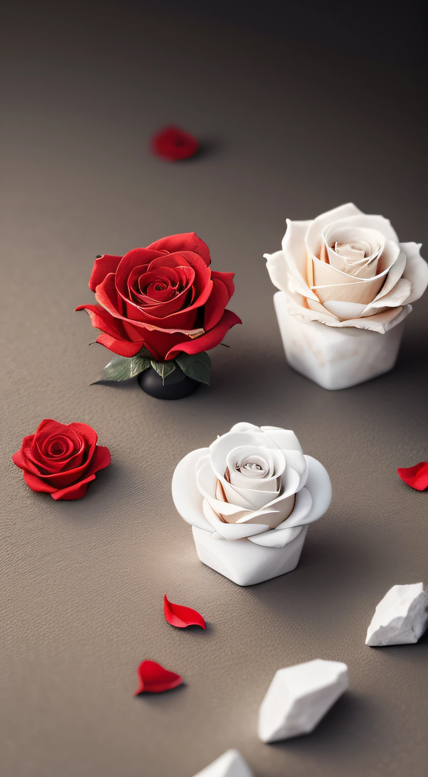 Red rose, marble, sand, white, gray, elegance, full of elegance --auto