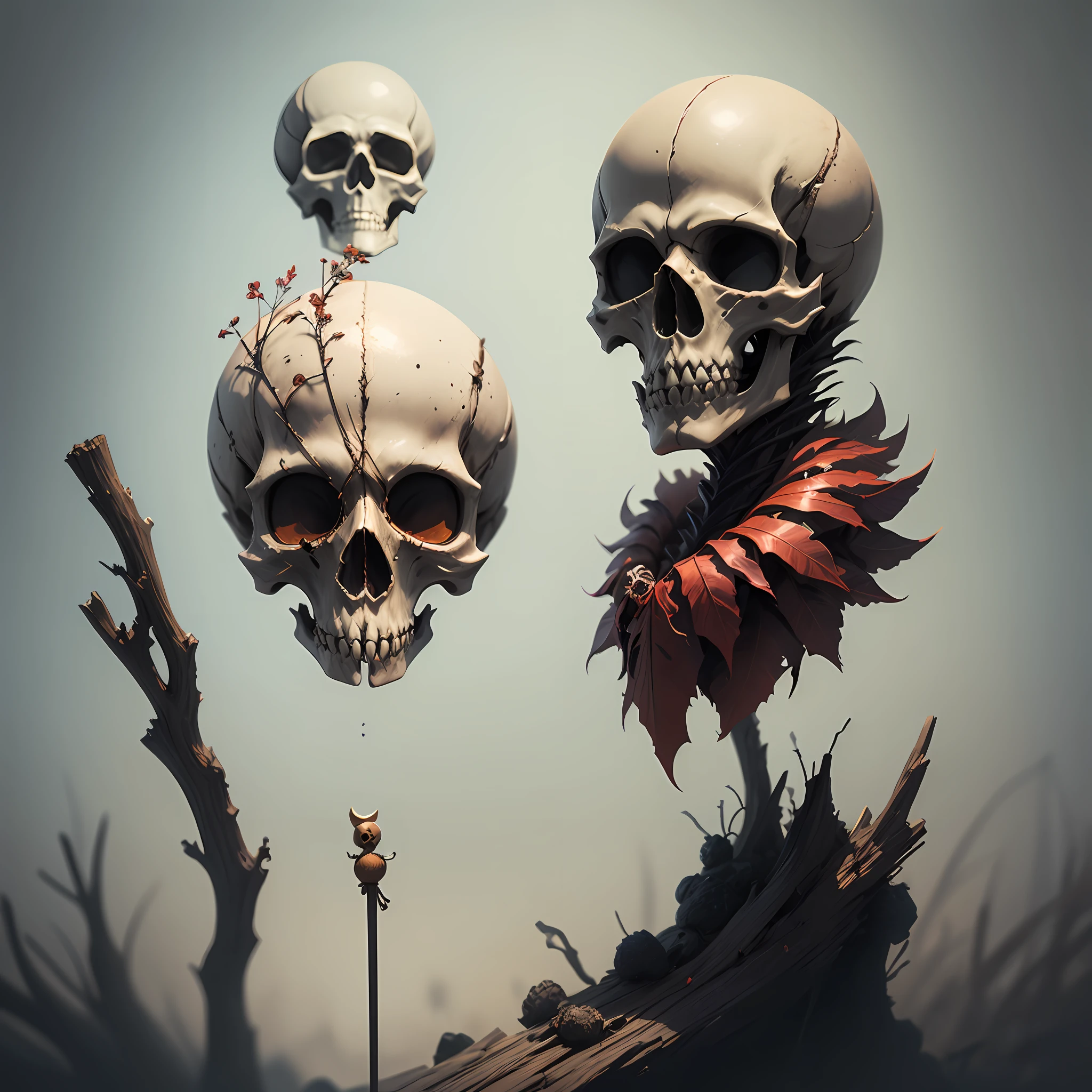 Scull on a stick, concept art, 4k