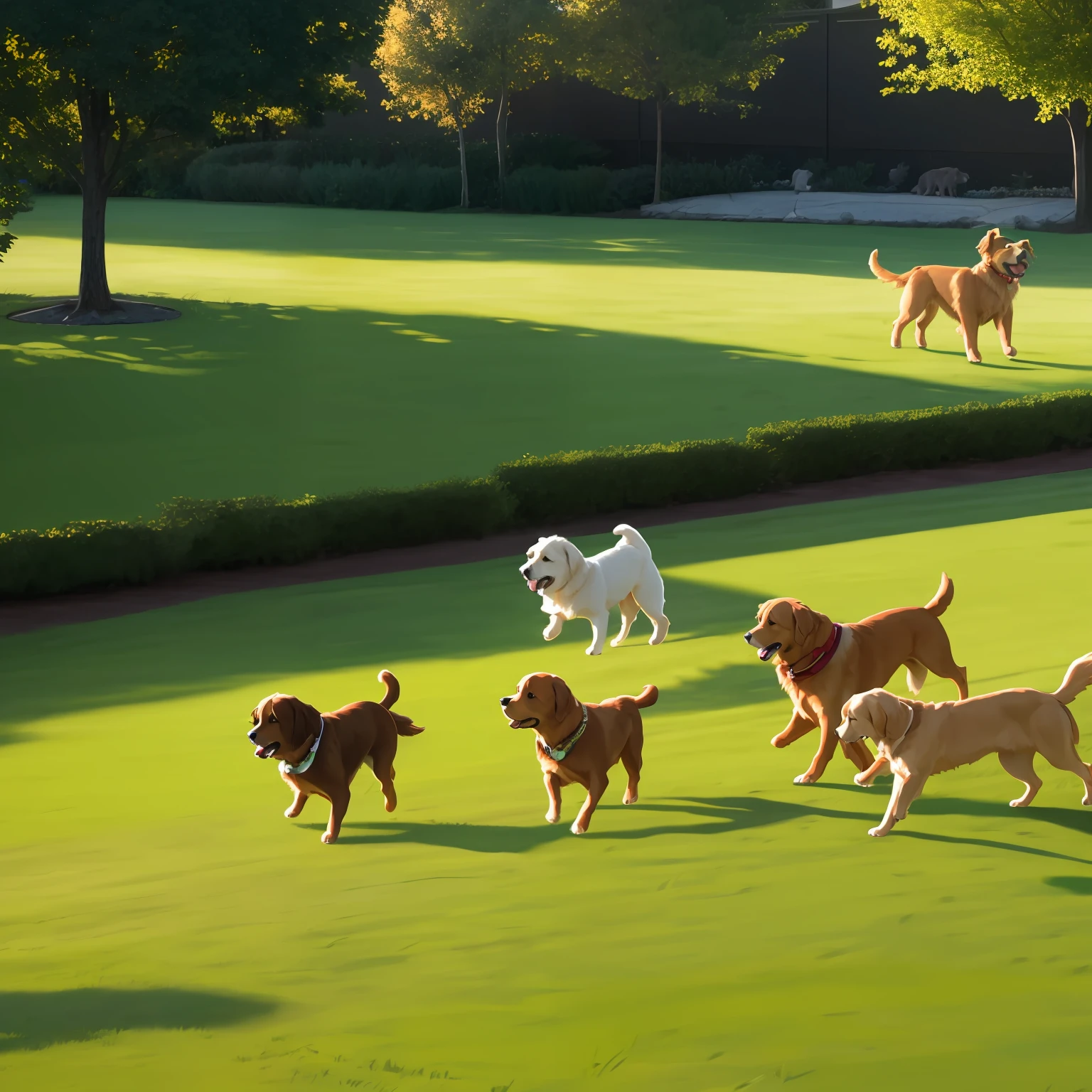 Golden retrievers wander outside --auto