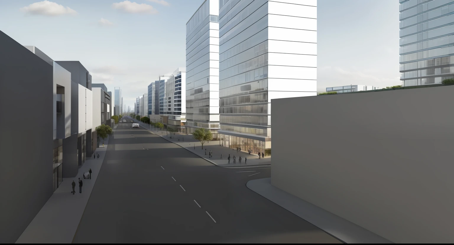 Buildings, apartament, Urban crowds,the city street,Heavy traffic,the trees,urban buildings,Commercial along the street,with blue sky and white clouds