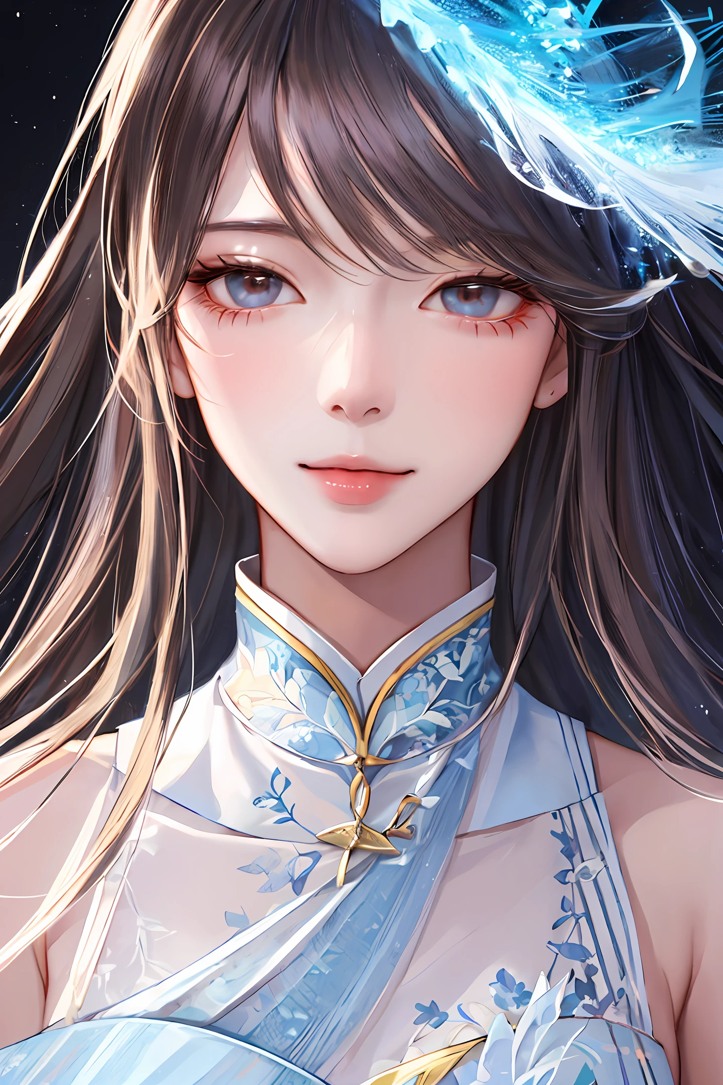 (Hyper-realistic), (illustratio), (A high resolution), (8K), (extremely higly detailed), (Most Best Illustration), (美丽细致的眼睛), (best qualtiy), (ultra - detailed), (tmasterpiece), ( wallpaper), (详细的脸), 独奏,(dynamicposes)Horizontal screen figure white stockings