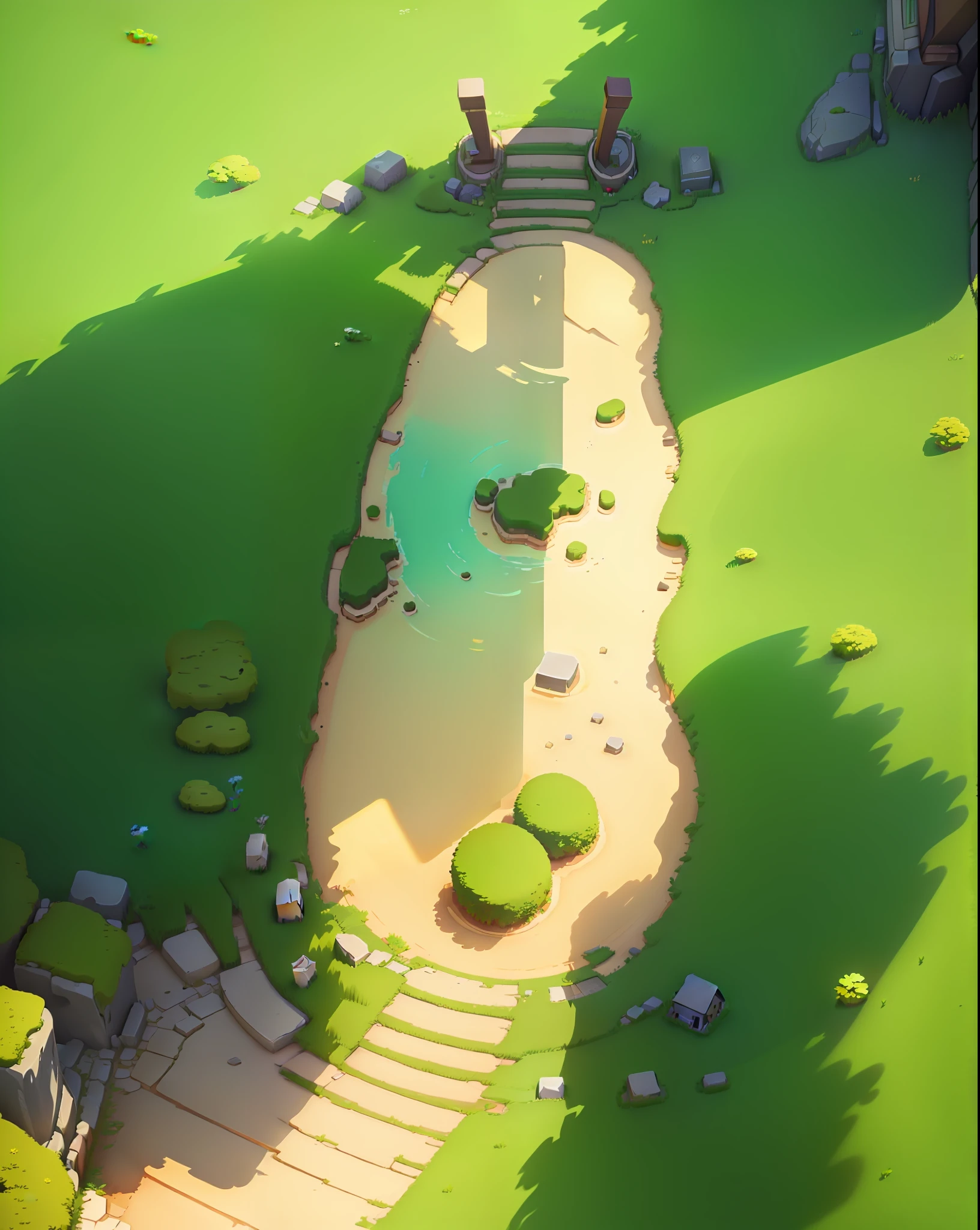 tmasterpiece，Best quality at best，（the Extremely Detailed CG Unity 8K Wallpapers），（Best quality at best），（The best illustrations），（The best shadow），a grassy field，steins，Florets isometric 3D，Octane rendering，Ray traching，ultra - detailed