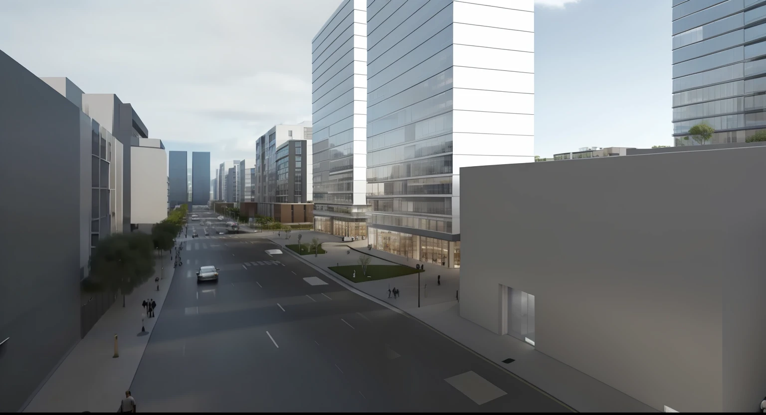 Buildings, apartament, Urban crowds,the city street,Heavy traffic,the trees,urban buildings,Commercial along the street,with blue sky and white clouds