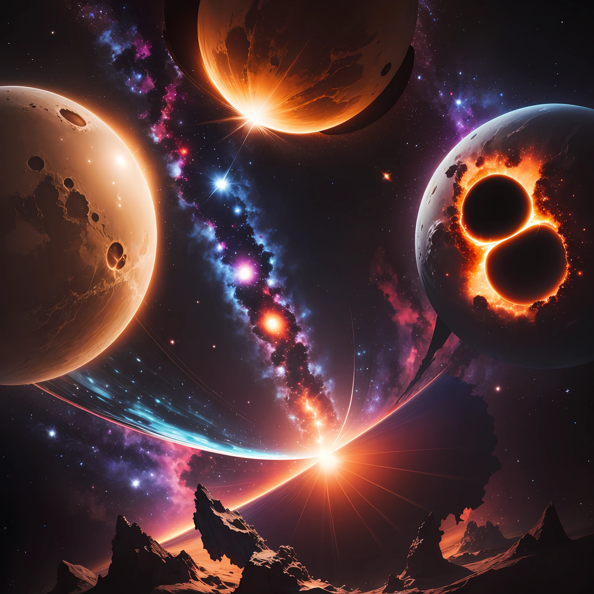 Black hole in space with galaxy nebulae and the sun --auto