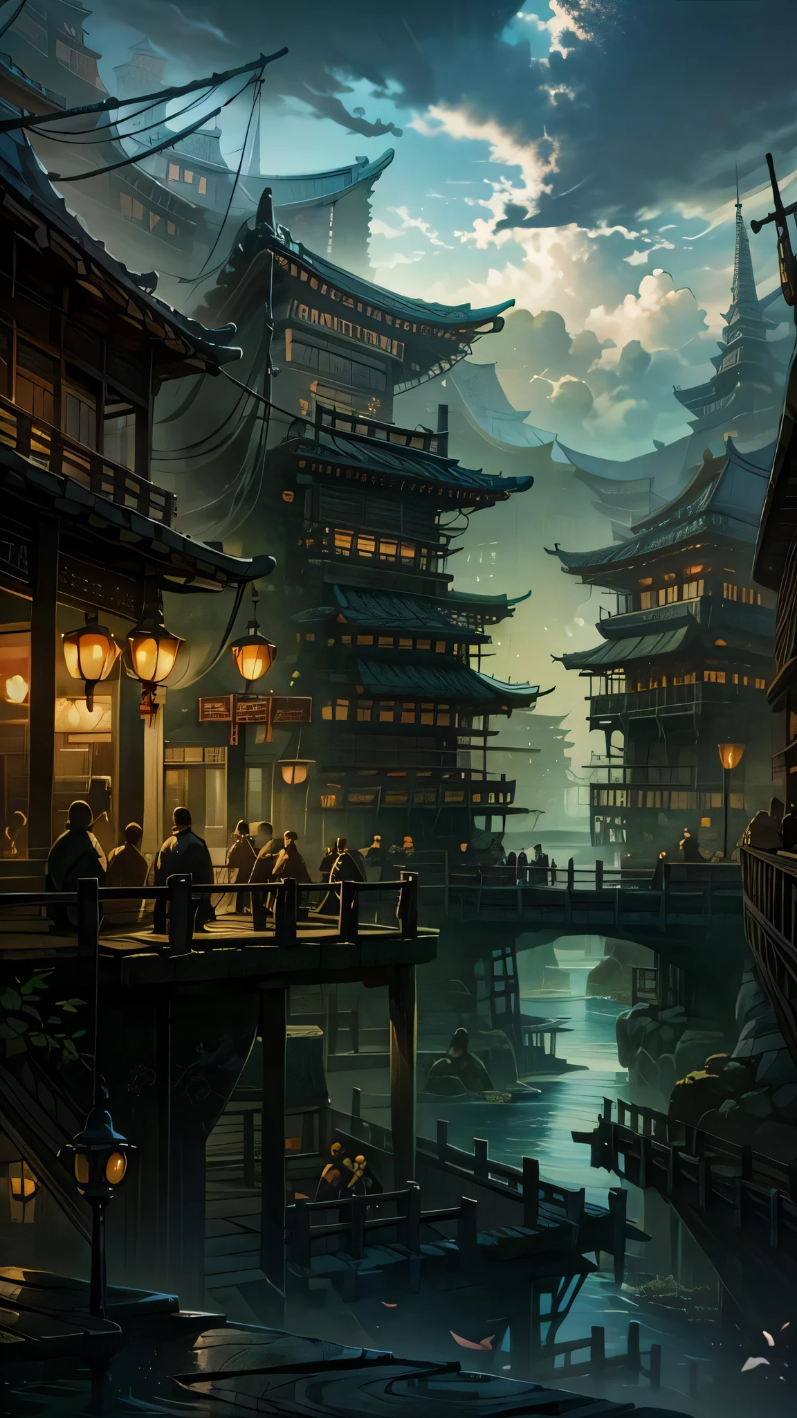 extremely detailed, 8k, wallpaper,masterpiece, best quality, ultra-detailed, bilgewater,(chinese architecture) ,