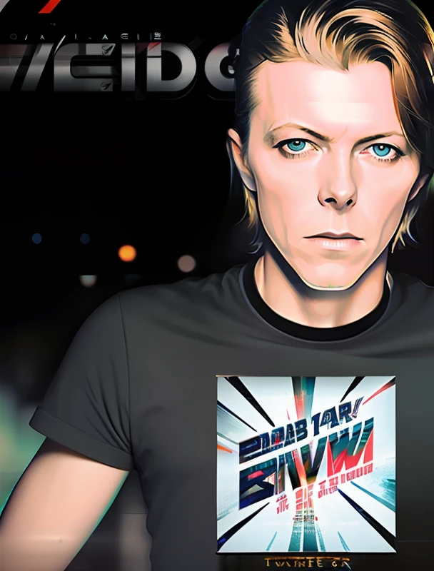 DAVID BOWIE, VHS effect, (poster:1.6), poster on wall, nostalgia, movie poster, portrait, close up (skin texture), intricately detailed, fine details, hyperdetailed, raytracing, subsurface scattering, diffused soft lighting, shallow depth of field, by (Oliver Wetter)