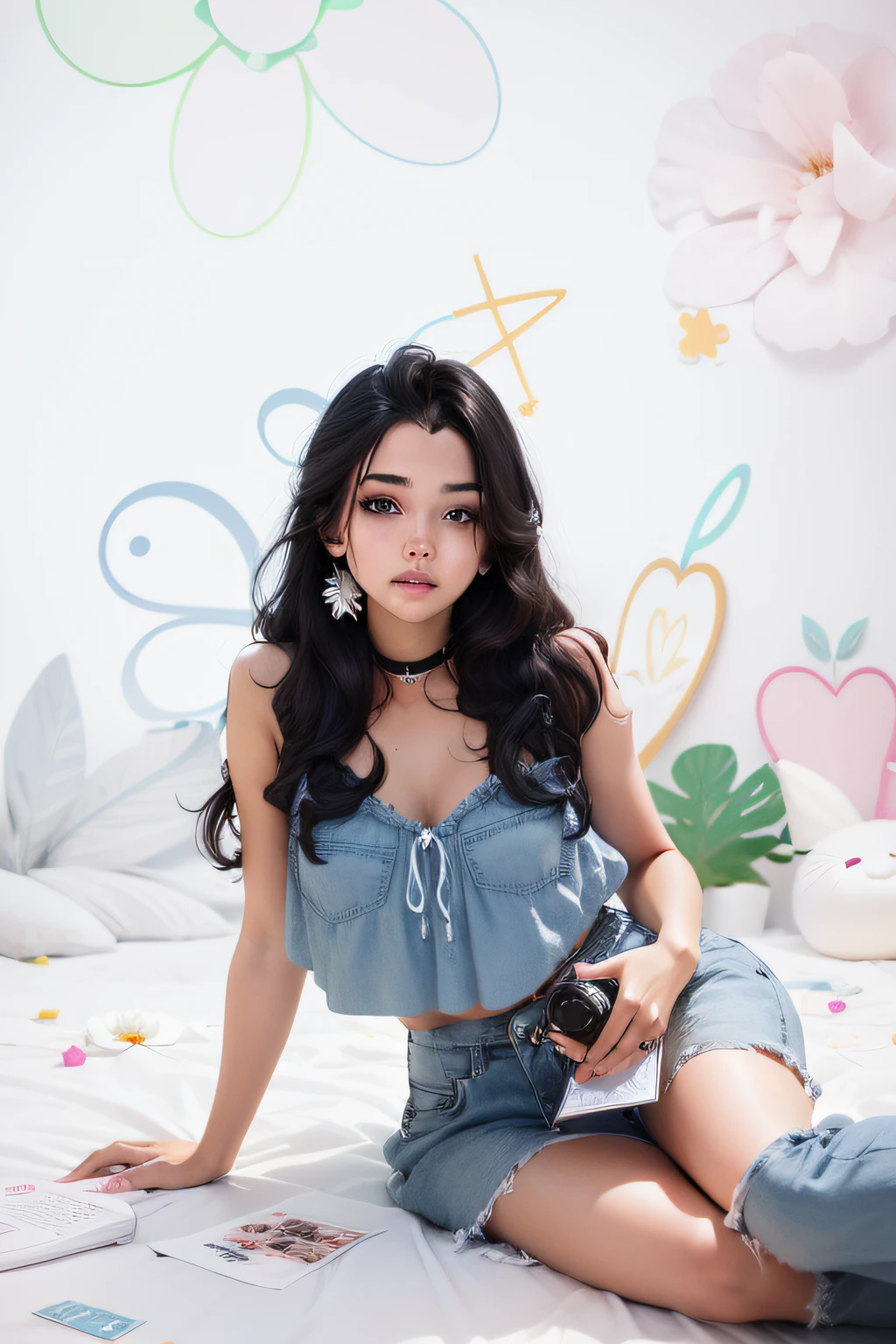 1 girl 20 years old, beautyful, cute, skin smoothing, skin toning, lots of colors around --auto