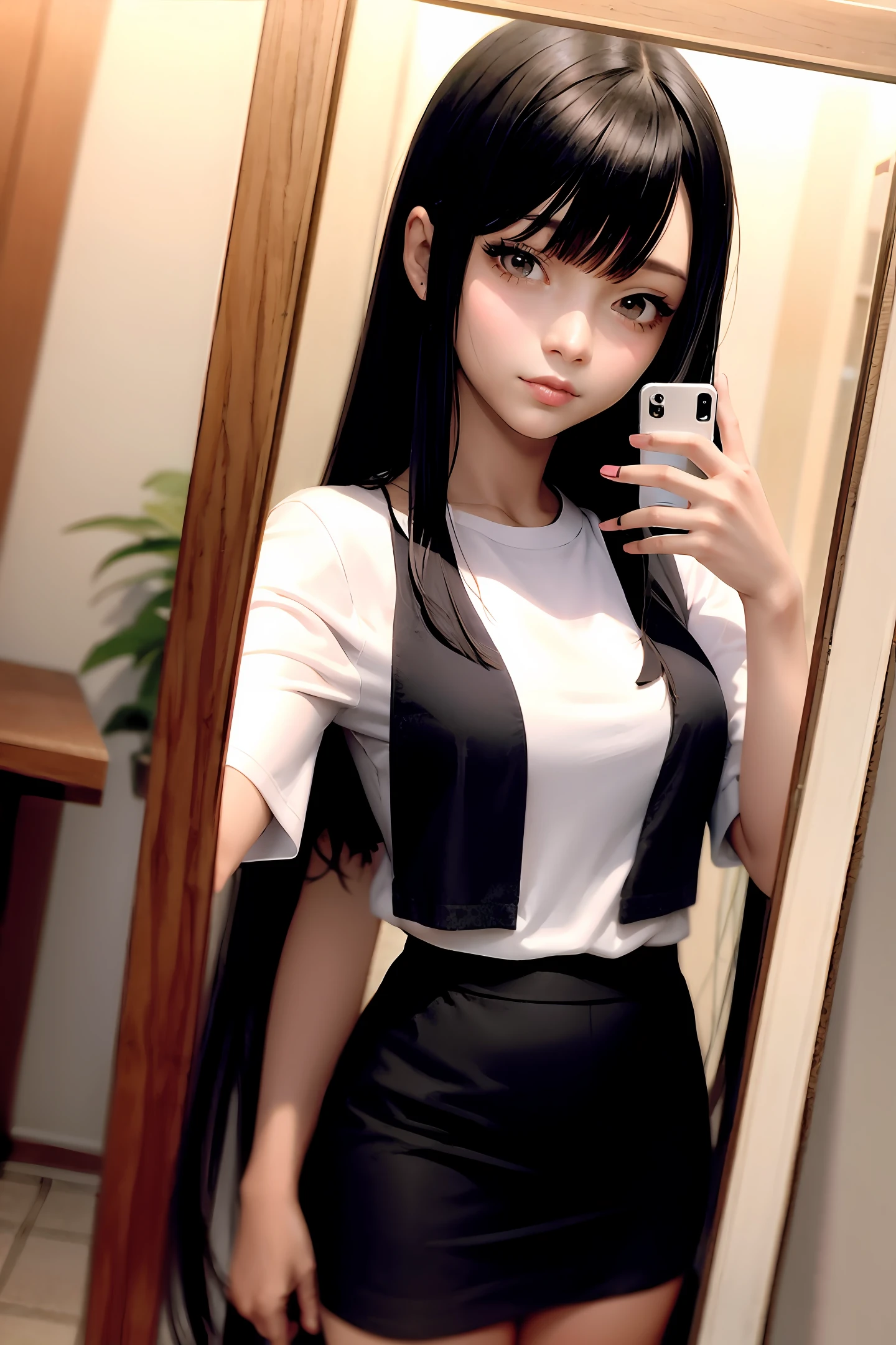 Black Hair Long High School Girl Selfie Real Reality