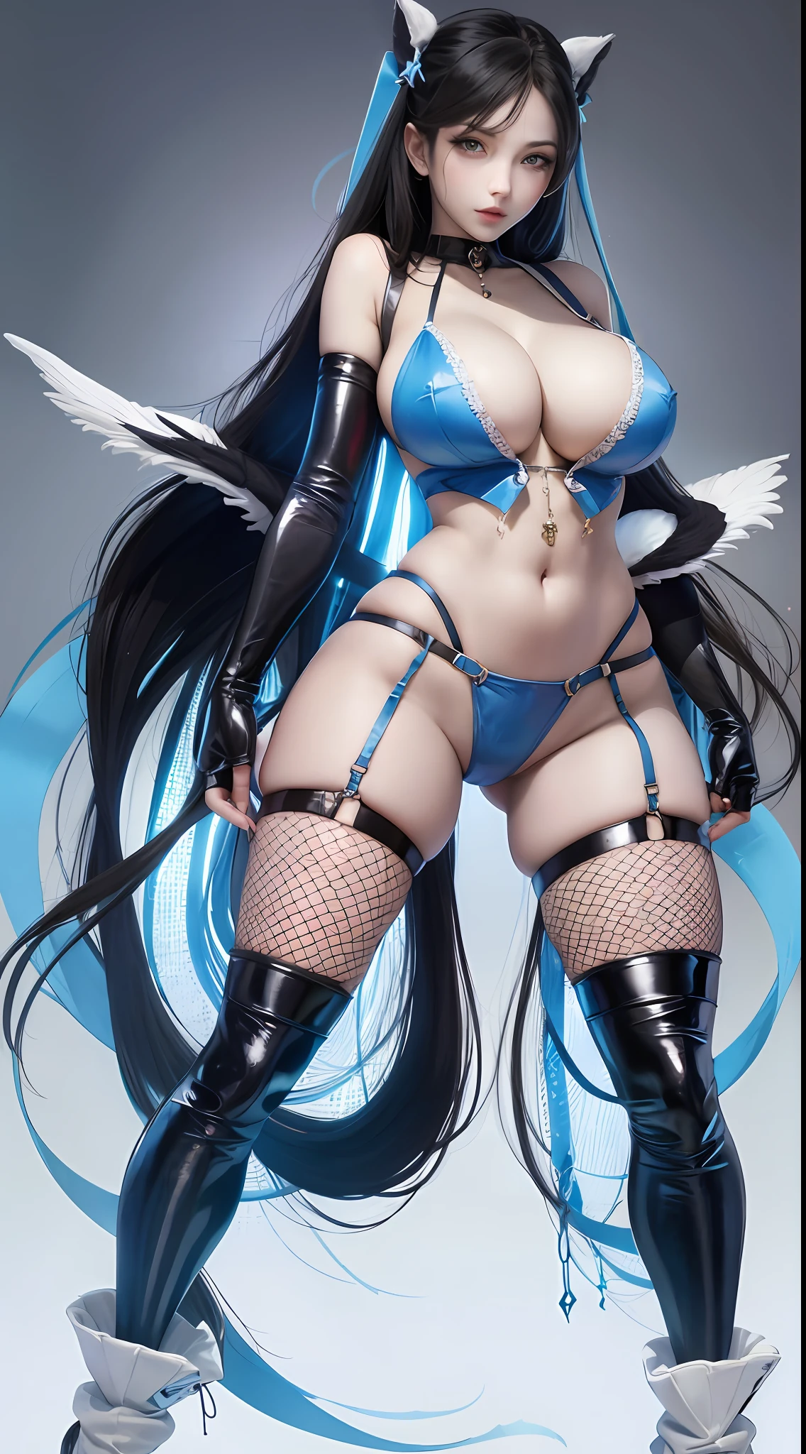 Blue emblems, high art, solo, a girl, full body, beautiful, cool, sagging breasts, simple background
