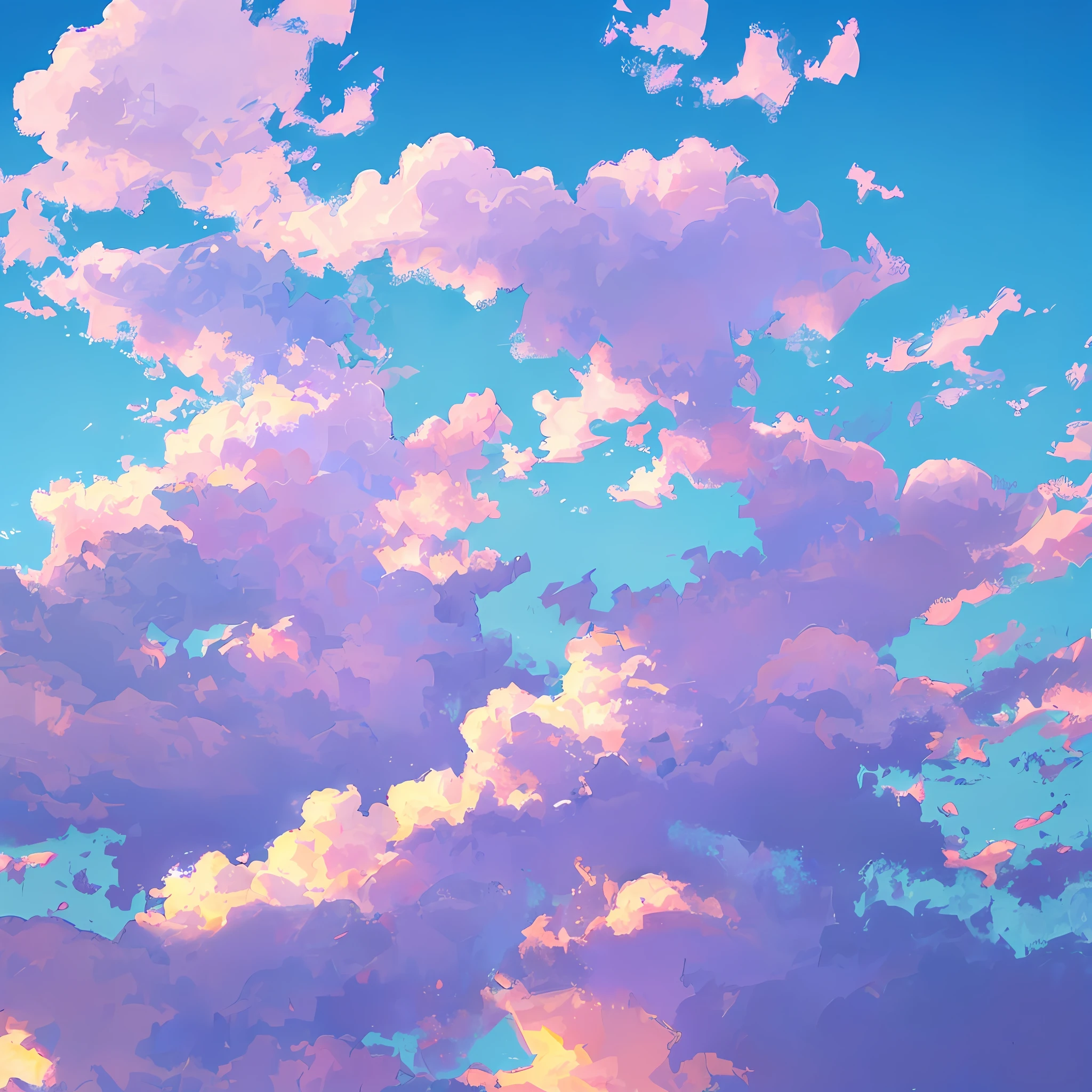 The background after is、Fluffy clouds like light pink clouds and pale purple clouds candy in a clear blue skyｶﾝPutting out --auto