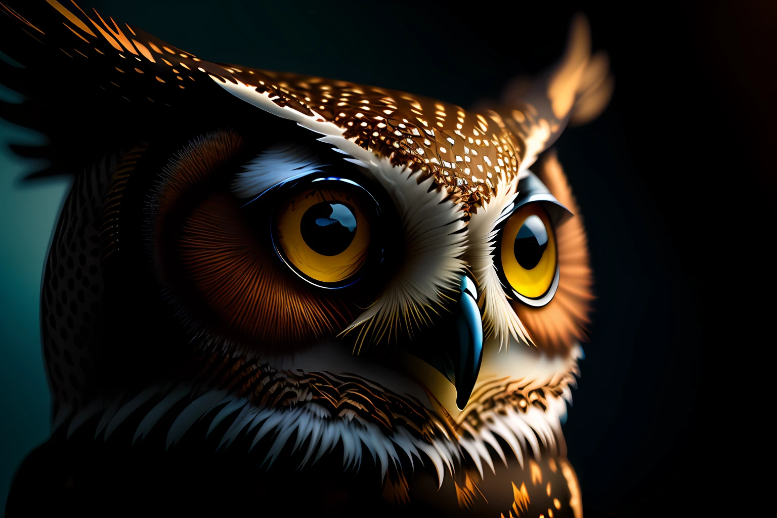 Prompt: Portrait of an porcelain owl with ornate jewelry around the eyes and ears, cinematic lighting --s 750 --style raw --auto
