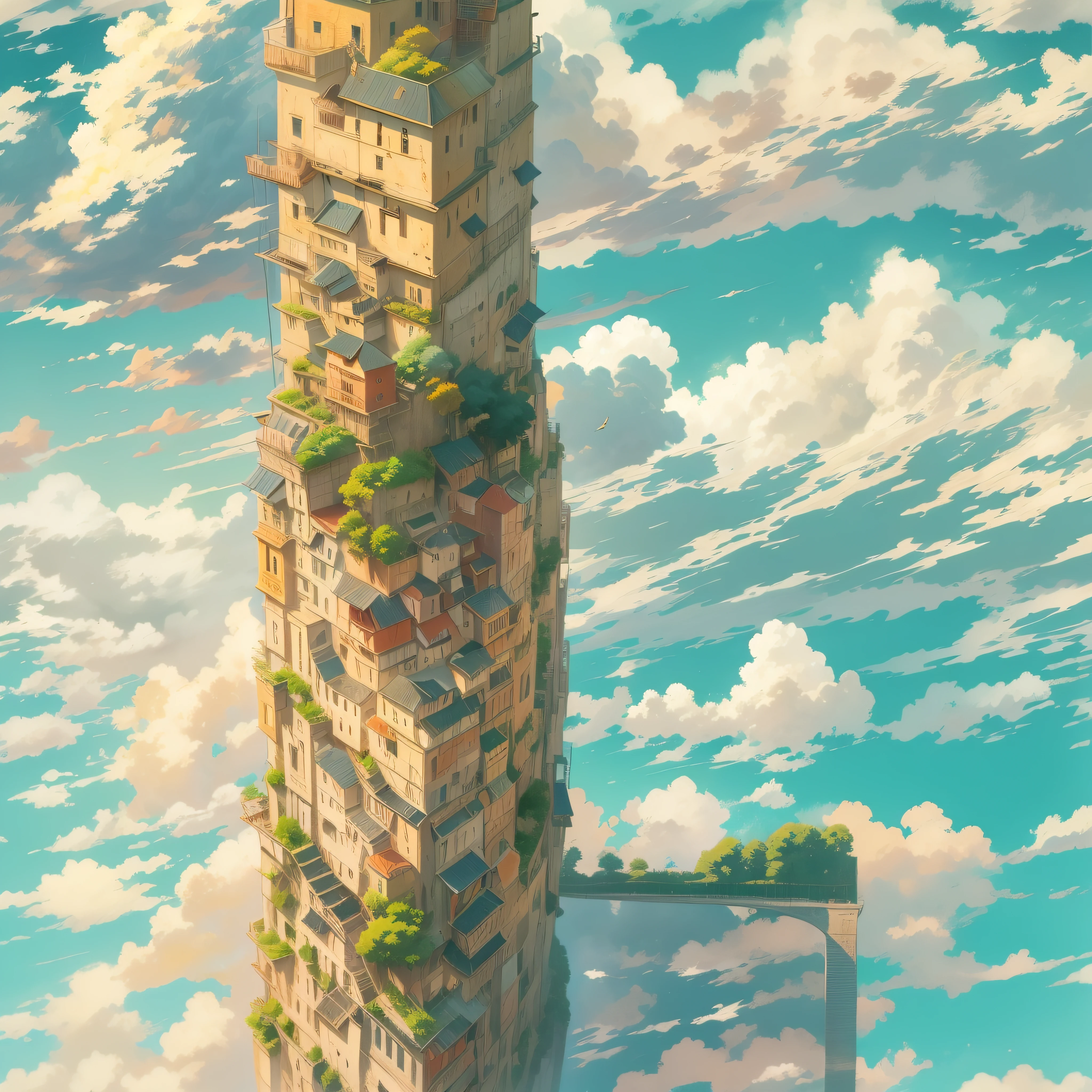 animesque、Skyscape with clouds、Landscape without buildings、You can see the touch of the brush、Studio Ghibli、Ghibli、Scenery、Style、Golden Time、sky line