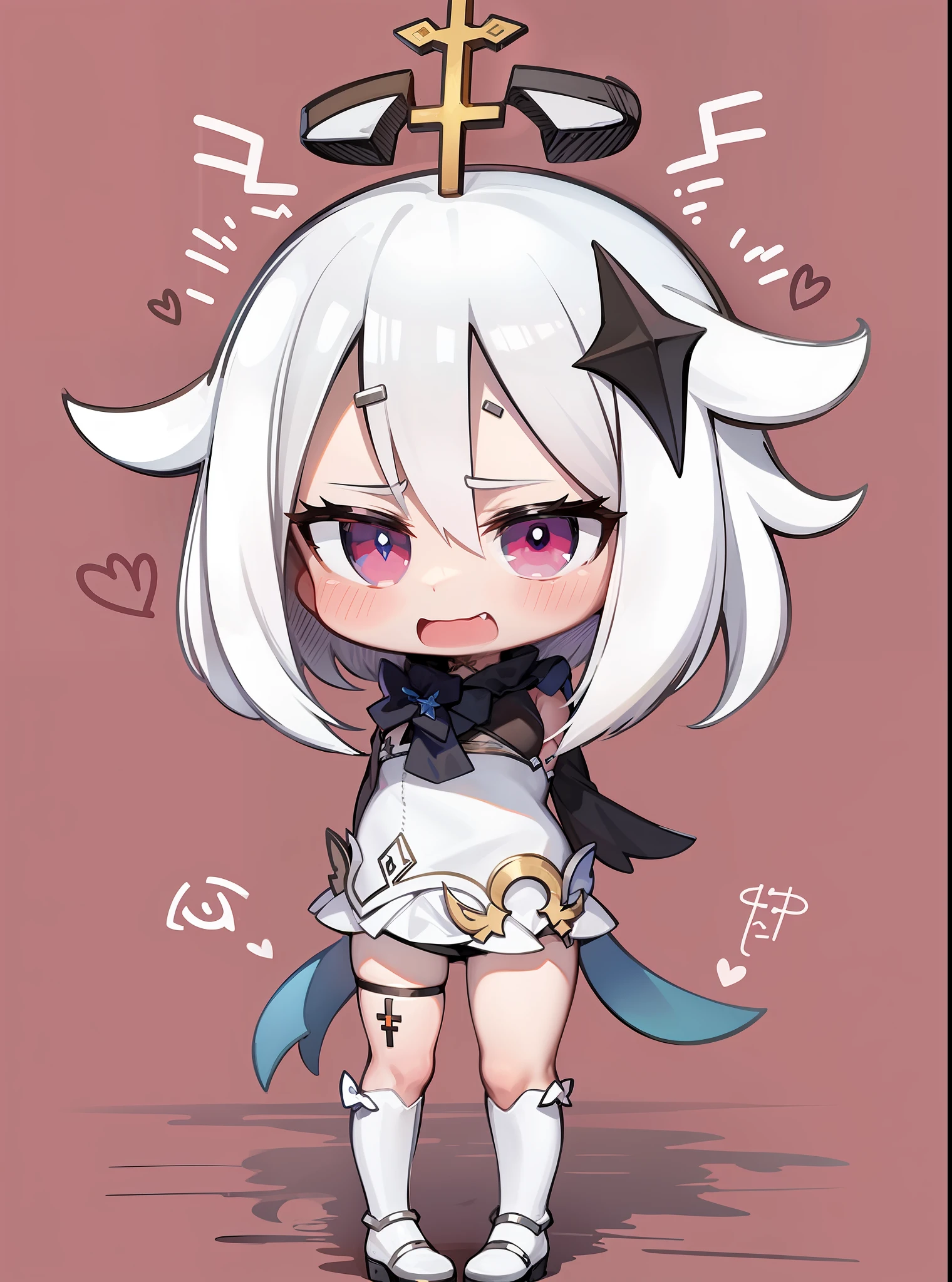 Wear a cross on your head，Anime characters with bows on their heads, of a ramlethal valentine, neferpitou, white-haired god, nyaruko-san, White-haired, Cute:2, by Puru, white haired Cangcang, Best Rated on pixiv, tchibi, Ashe, Keqing from Genshin Impact, zerochan art, negao