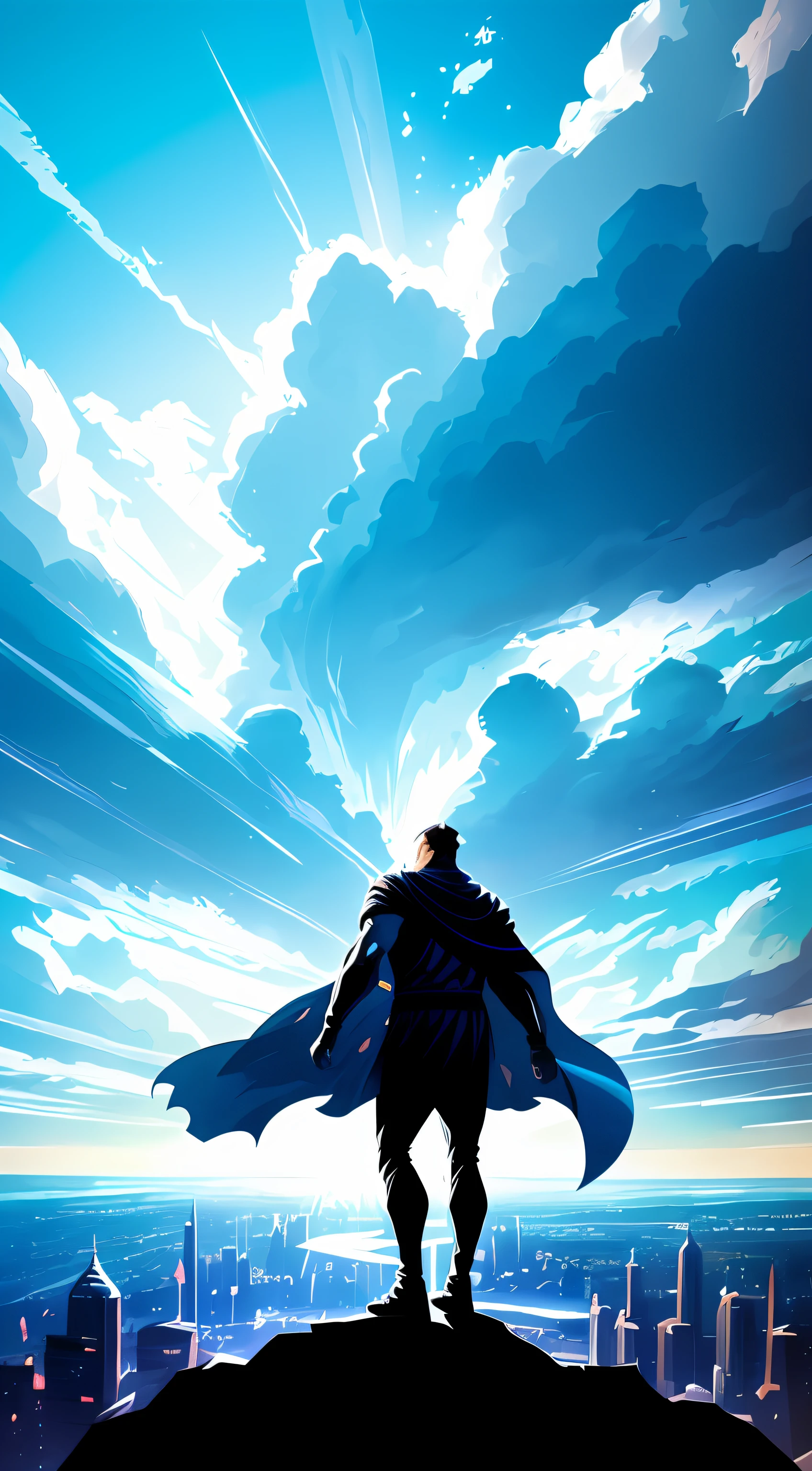 a powerful character with a long flowing cape