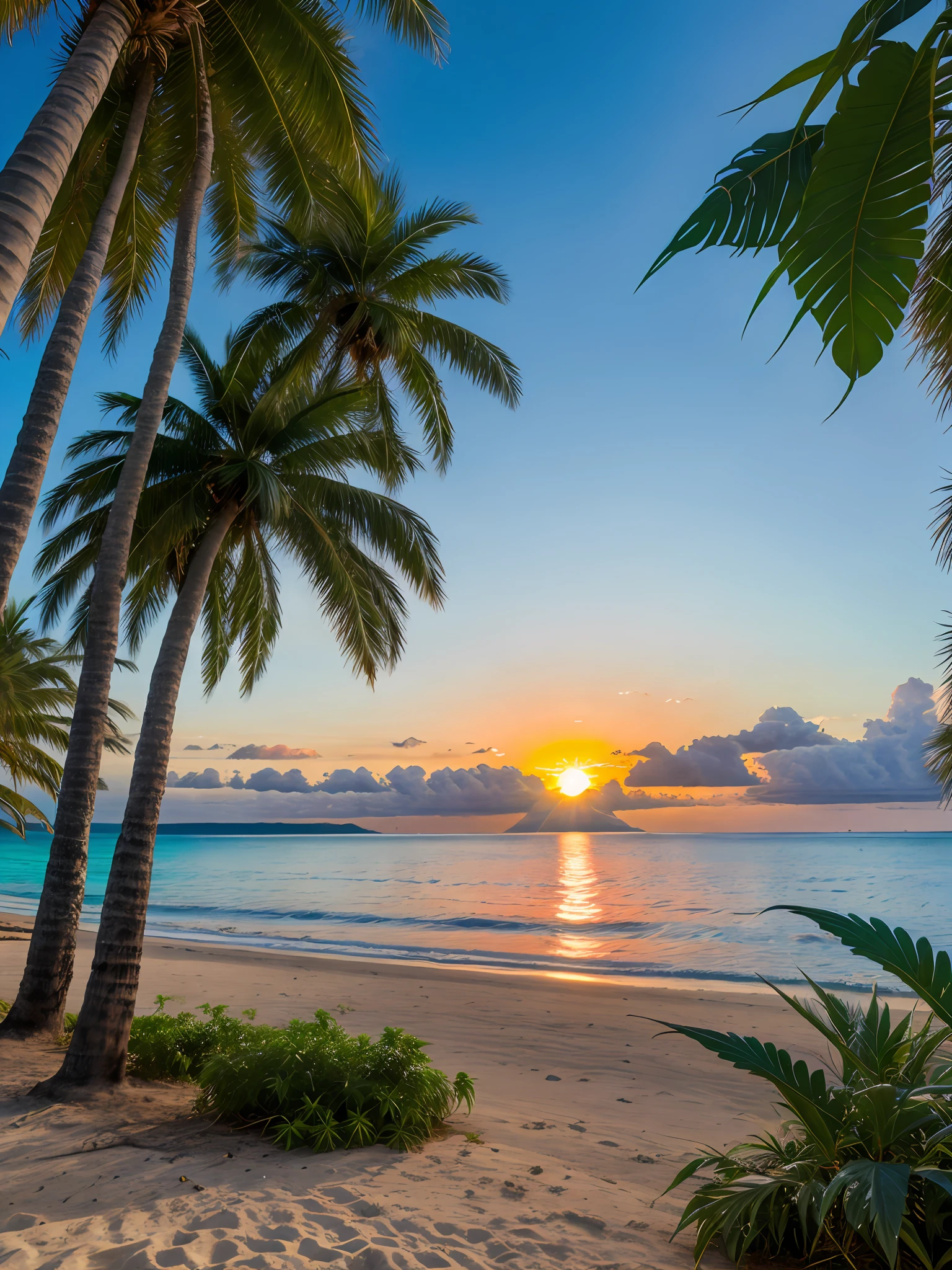 ocean; sun rising; Caribbean; Cannabis; tropical island; Palma;
