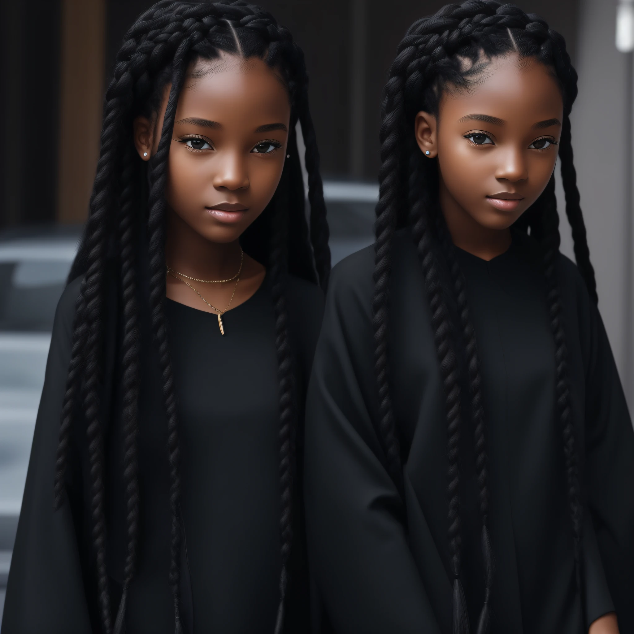 Charming young black girl，Girl with long black braids。 --auto