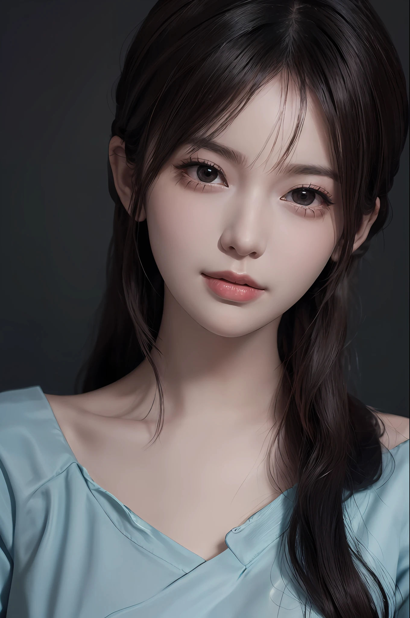 (masuter piece:1.3)、(8K、Photorealsitic、Raw photography、top-quality: 1.4)、sixteen years old、(1girl in)、beautiful countenance、baby-face,(Lifelike face)、(A dark-haired、Long straight hair:1.3)、Beautiful hairstyle、realisticeyes、Beautiful details、(real looking skin)、Beautiful skins、absurderes、enticing、超A high resolution、A hyper-realistic、high-detail、the golden ratio