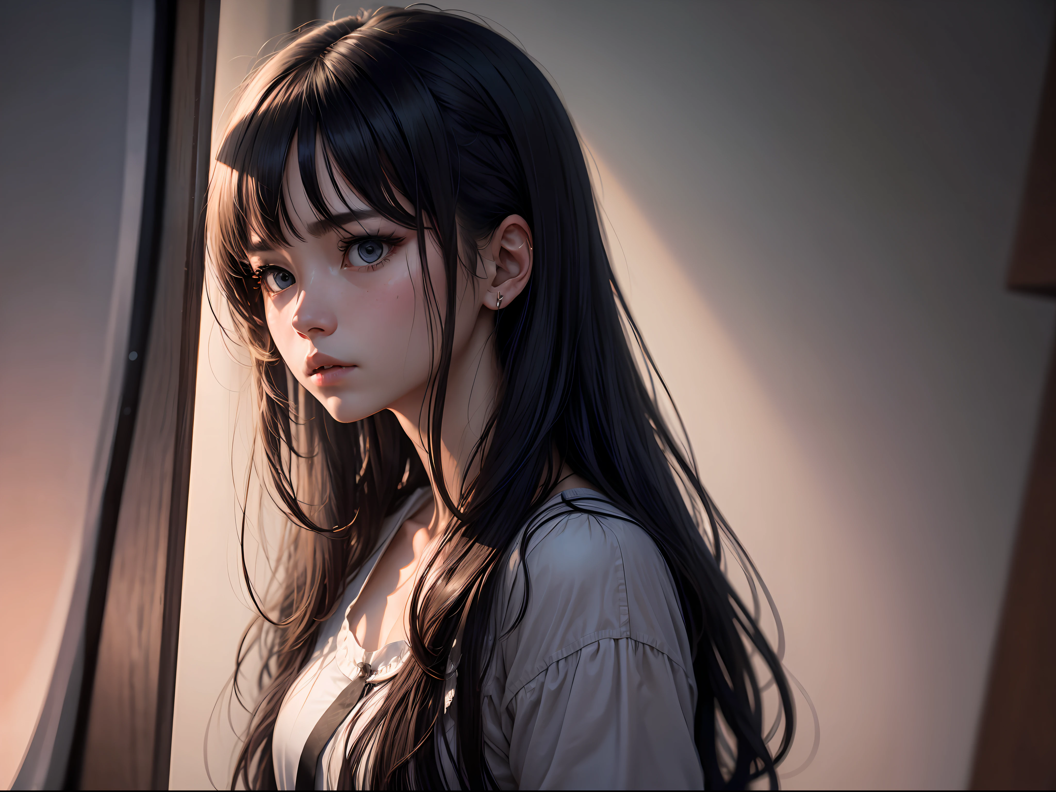 whaite hair、messy hair、Abnormally long hair、shairband、a somber look、depth of fields、Ray traching、reflective light、tmasterpiece、k hd、high detal、high qulity。 --auto
